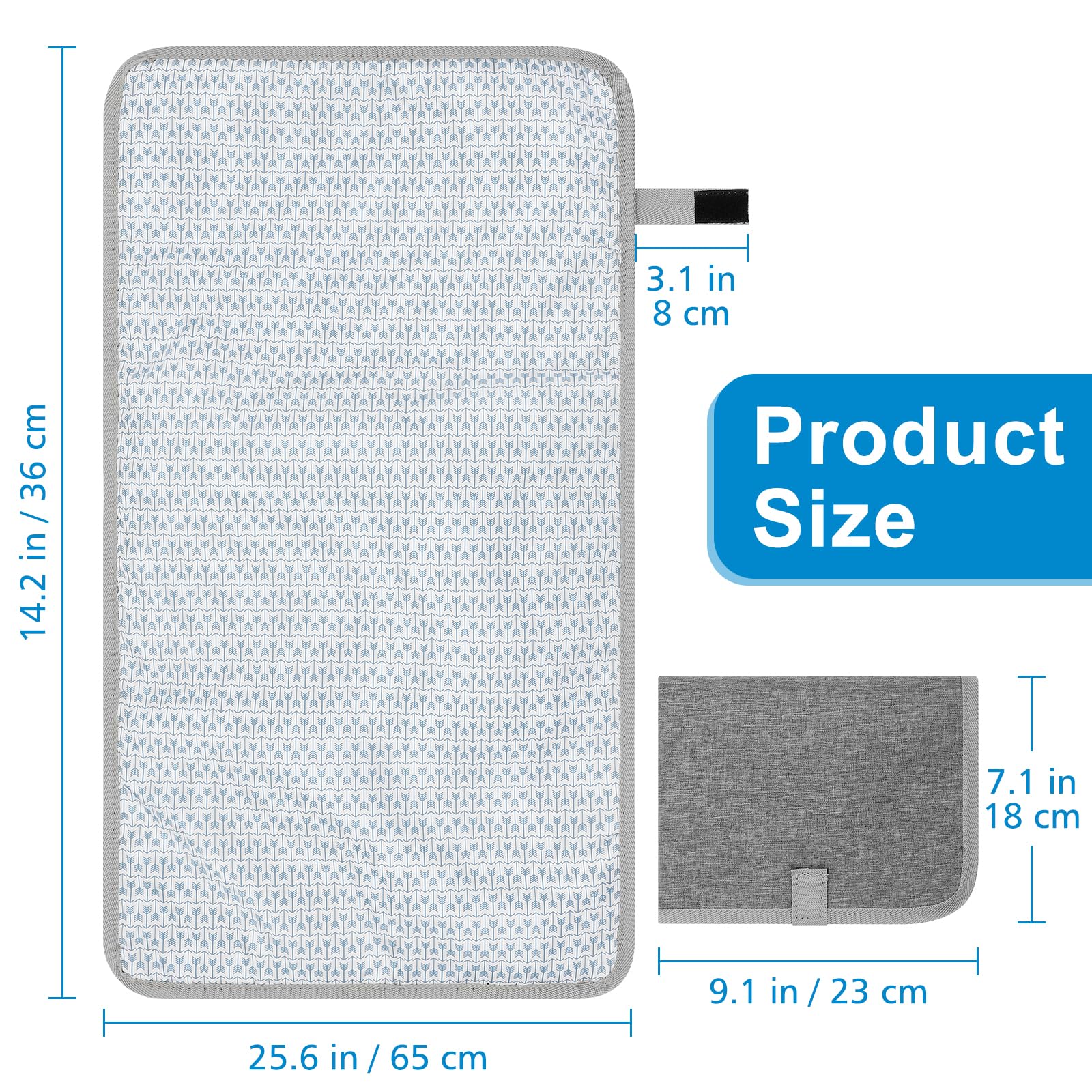 Accmor Portable Waterproof Baby Changing Pad - Grey | Travel Diaper Changing Mat for On-the-Go Parents | Perfect for Nursery, Car, Stroller & Diaper Bag
