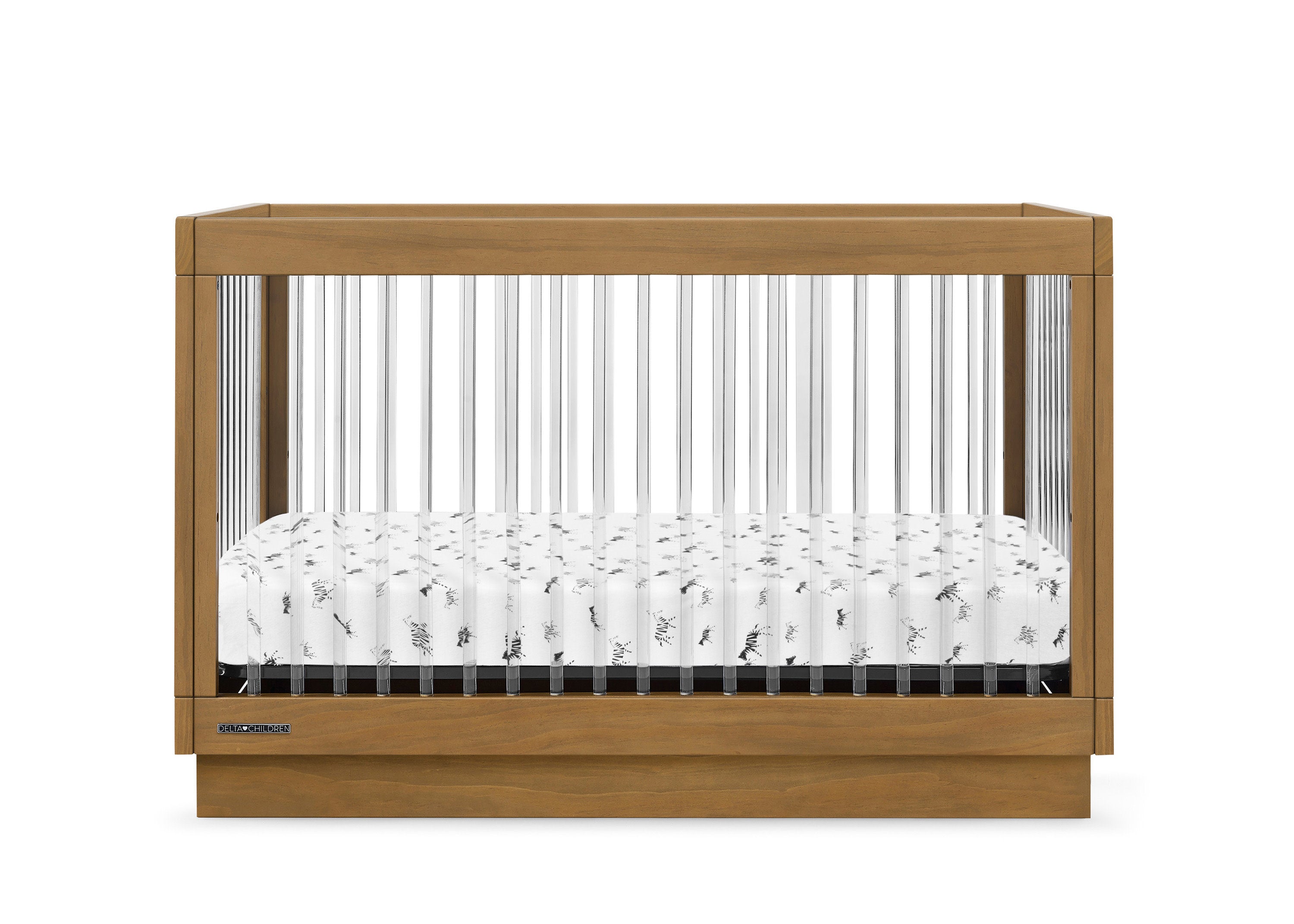 James Acrylic 4-in-1 Convertible Baby Crib - Toddler Bed, Daybed & Full-Size Frame | Modern Nursery Furniture for Boys & Girls | Perfect for Small Spaces & Minimalist Bedrooms