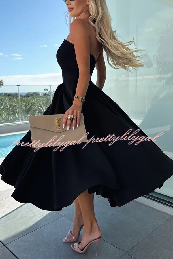 Elegant Solid Color Off Shoulder Pocket Midi Dress for Women - Summer Casual, Beach Vacation, Date Night Outfit