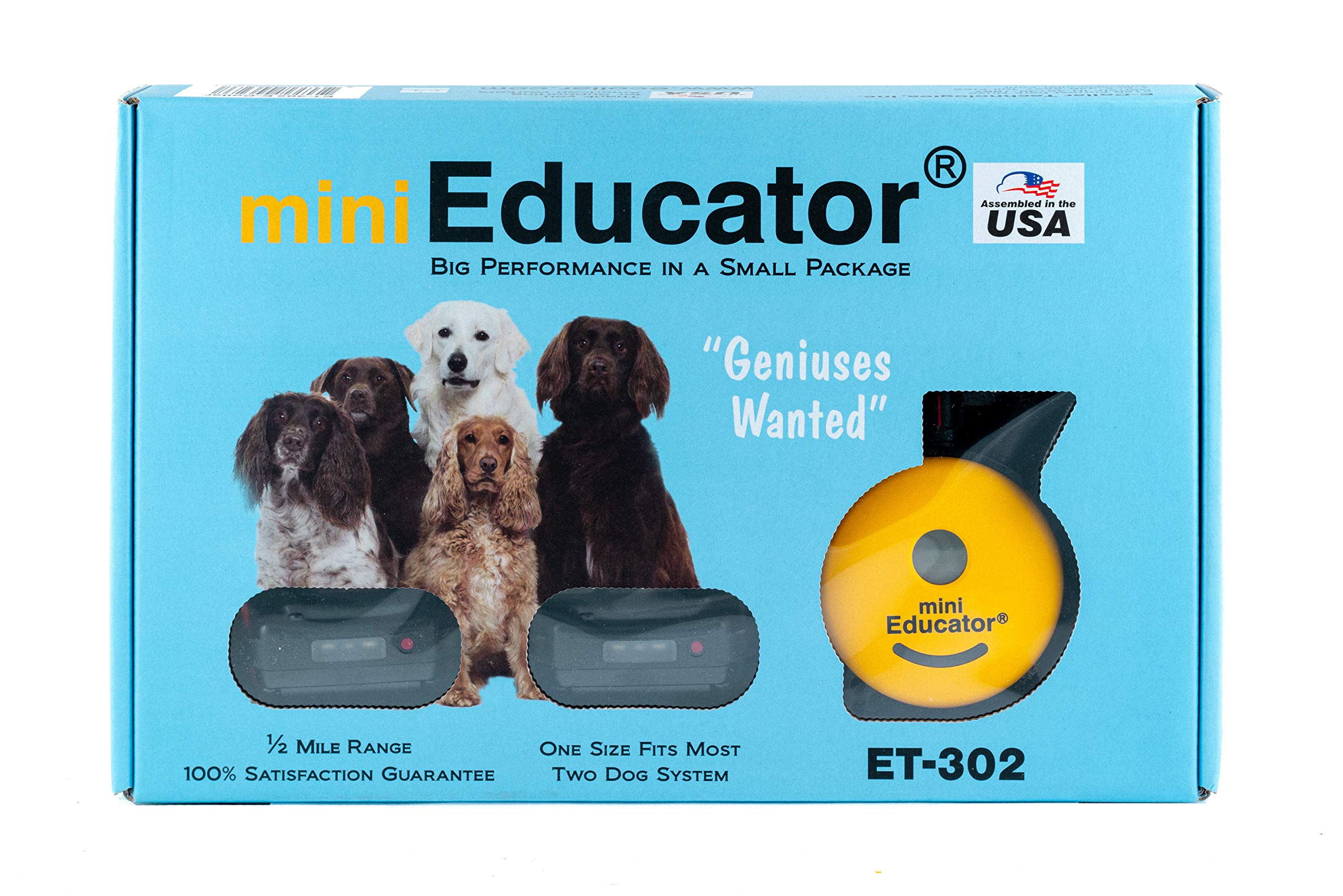 ET-302 Remote Dog Training Collar - Waterproof Educator E-Collar with Vibration & Tapping Sensation + Free Soft Pet Grooming Glove | Perfect for Obedience Training, Behavior Correction & Daily Grooming at Home or Outdoors