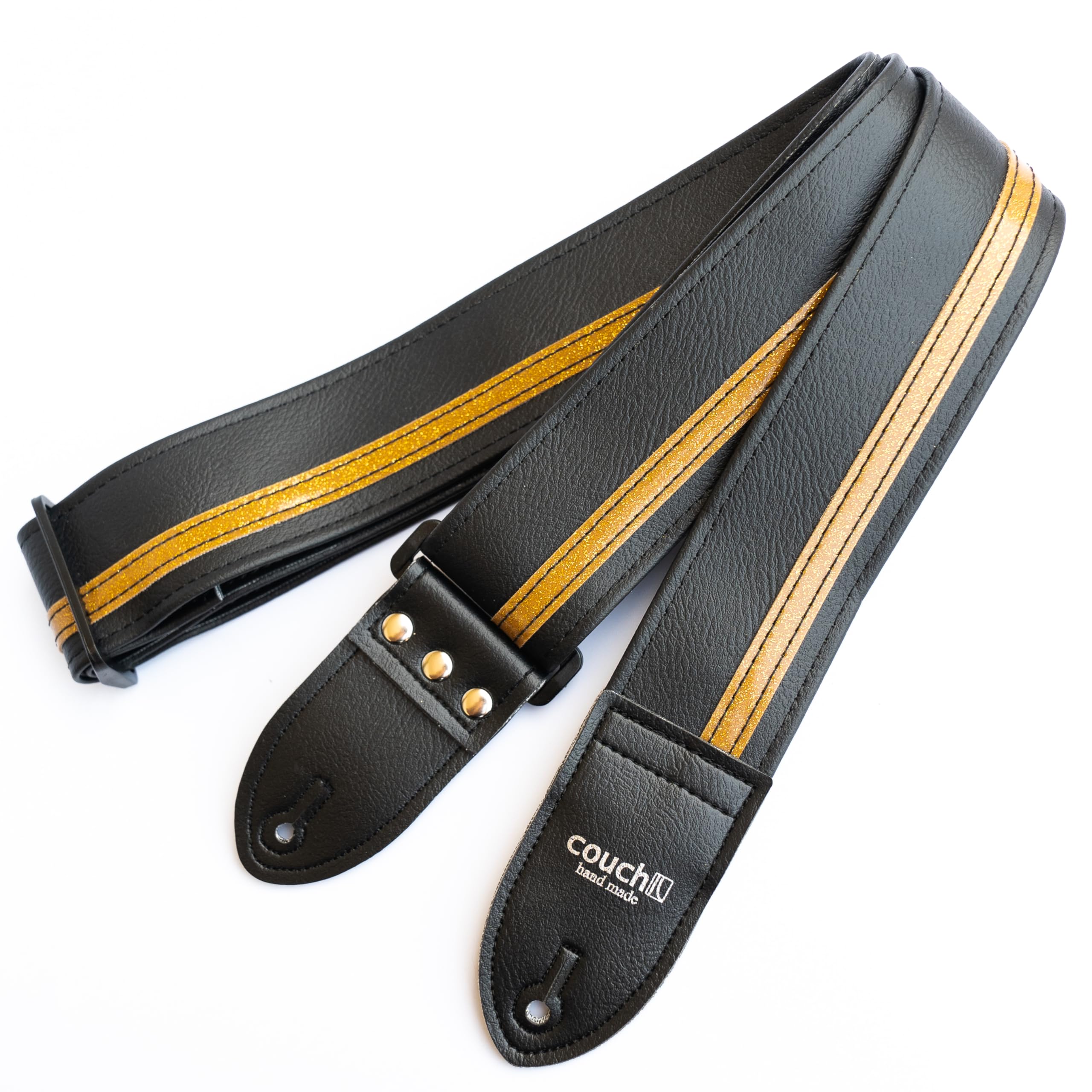 Premium USA-Made Couch RACER X Guitar Strap - Black & Gold Design for Electric & Acoustic Guitars - Perfect for Live Performances, Studio Sessions & Stage Shows