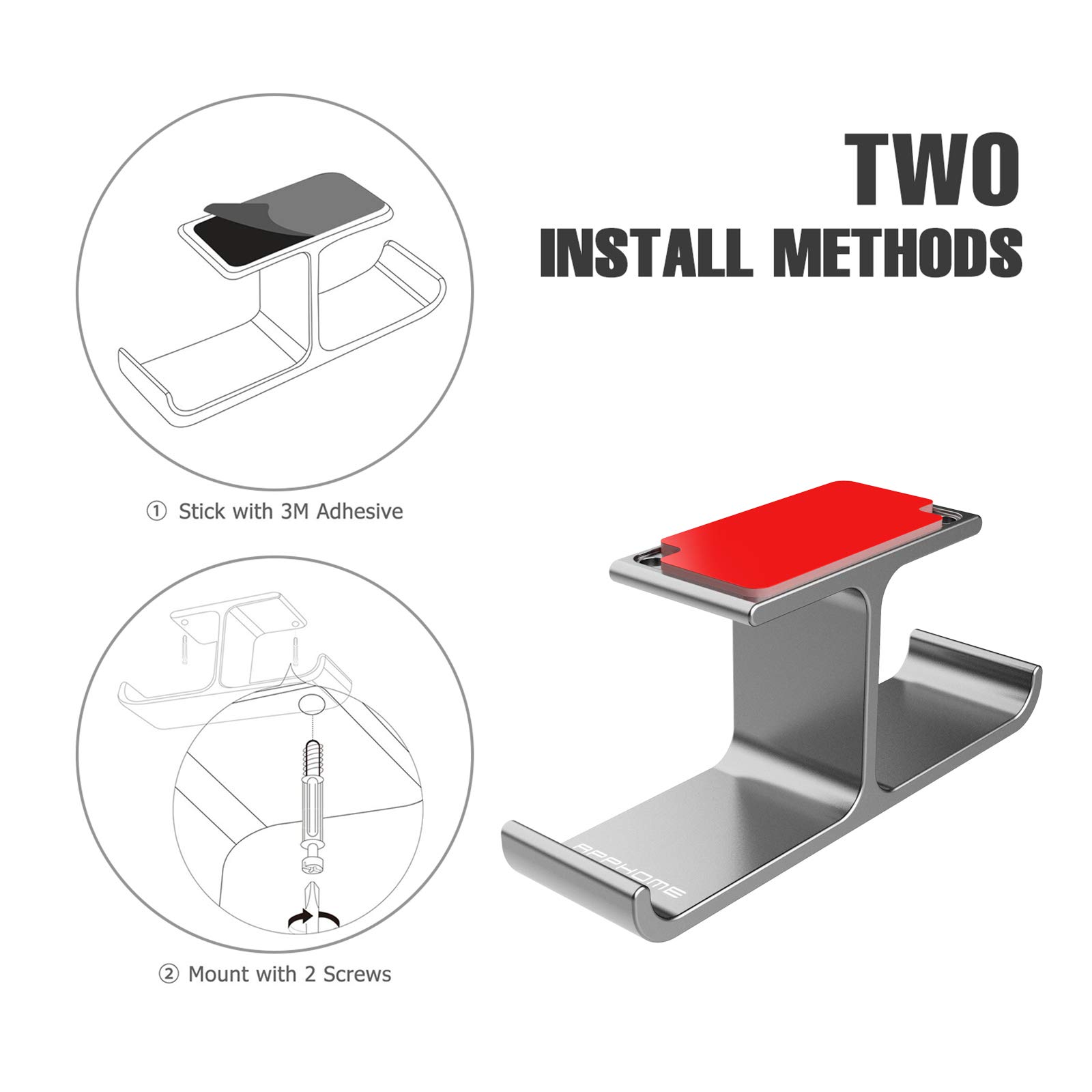 Under Desk Headphone Holder - Aluminum Adhesive Headset Stand for Gaming, Office & Home Use - Universal Fit for All Headphones (Grey) - Perfect for Workspace Organization & Cable Management
