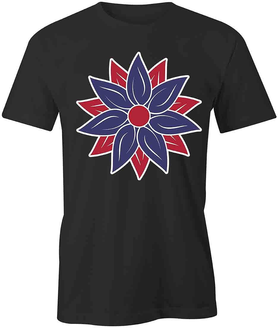 Red and Blue Sunflower Printed T-Shirt for Men & Women | Stylish Graphic Tee for Casual Wear, Outdoor Activities & Summer Outfits