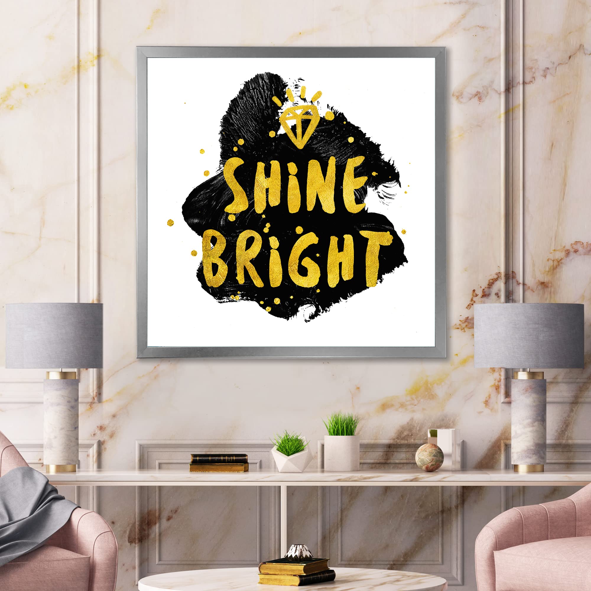 DesignQ Shine Bright Glam Framed Wall Art - Elegant Home Decor for Living Room, Bedroom & Office - Perfect Gift for Housewarming, Wedding & Birthday