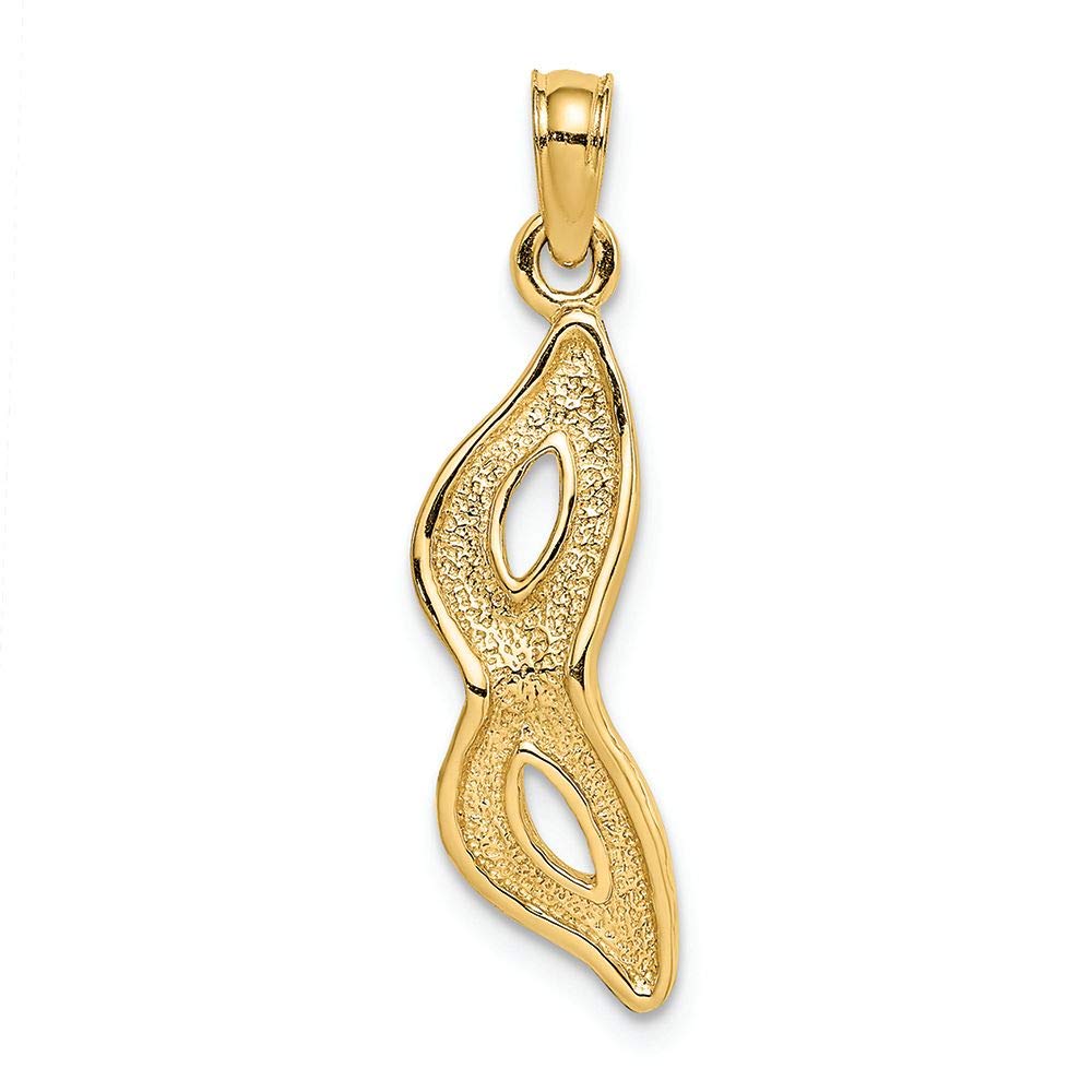14K Yellow Gold Masquerade Mask Charm with Beveled Eyes - Elegant Jewelry for Costume Parties, Mardi Gras & Venetian Balls - FJC Finejewelers