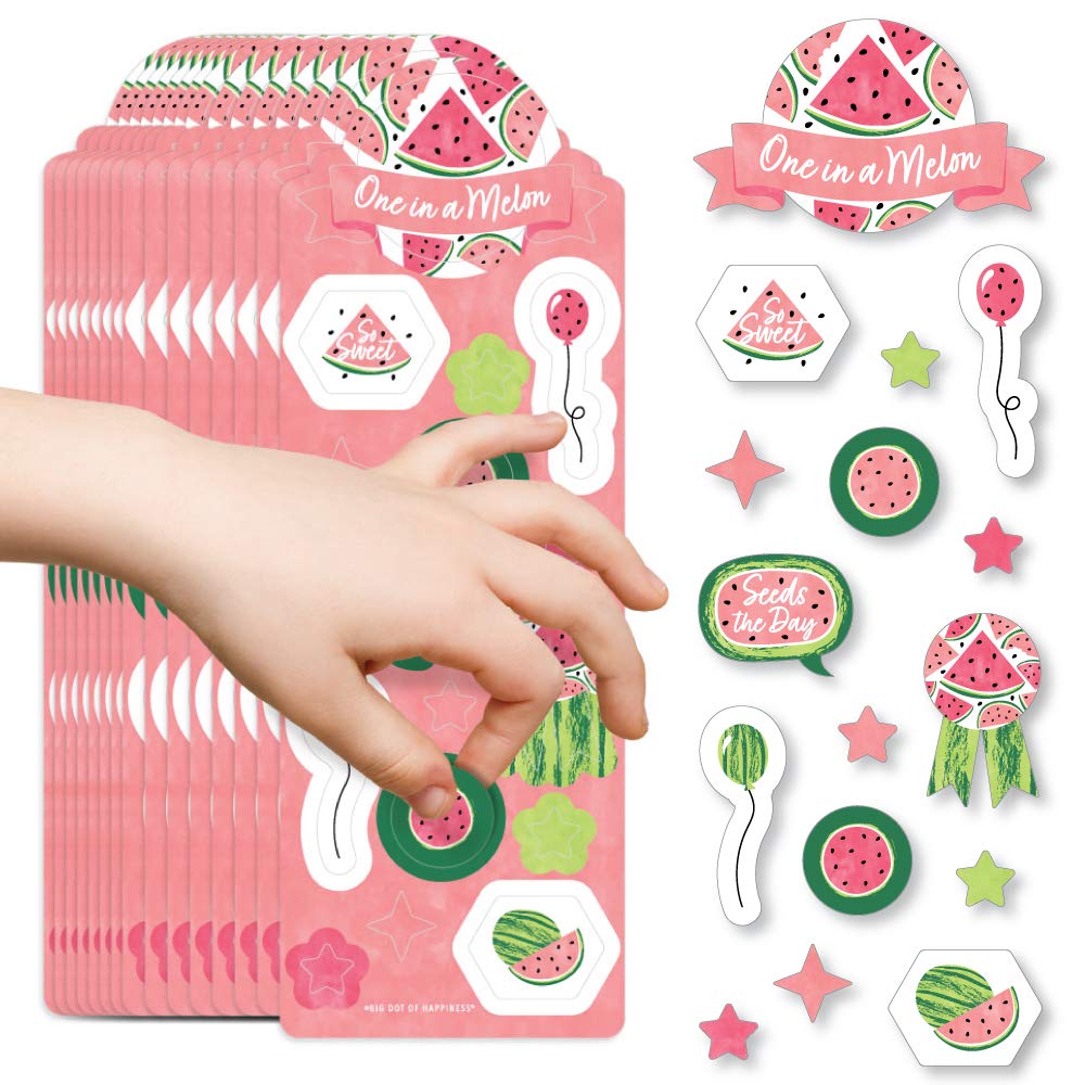 Sweet Watermelon Birthday Party Favor Stickers for Kids - 16 Sheets (256 Stickers) - Fun Summer Party Decorations, Classroom Rewards & Scrapbooking Supplies