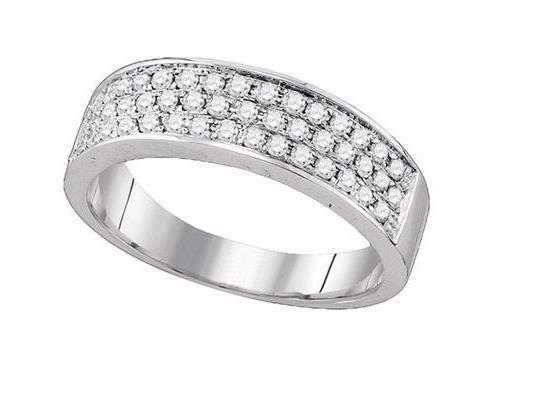 10K White Gold Diamond Women's Band Ring - 1/2 Carat Total Weight (1/2 CTTW) - Elegant Wedding, Anniversary & Everyday Jewelry Gift