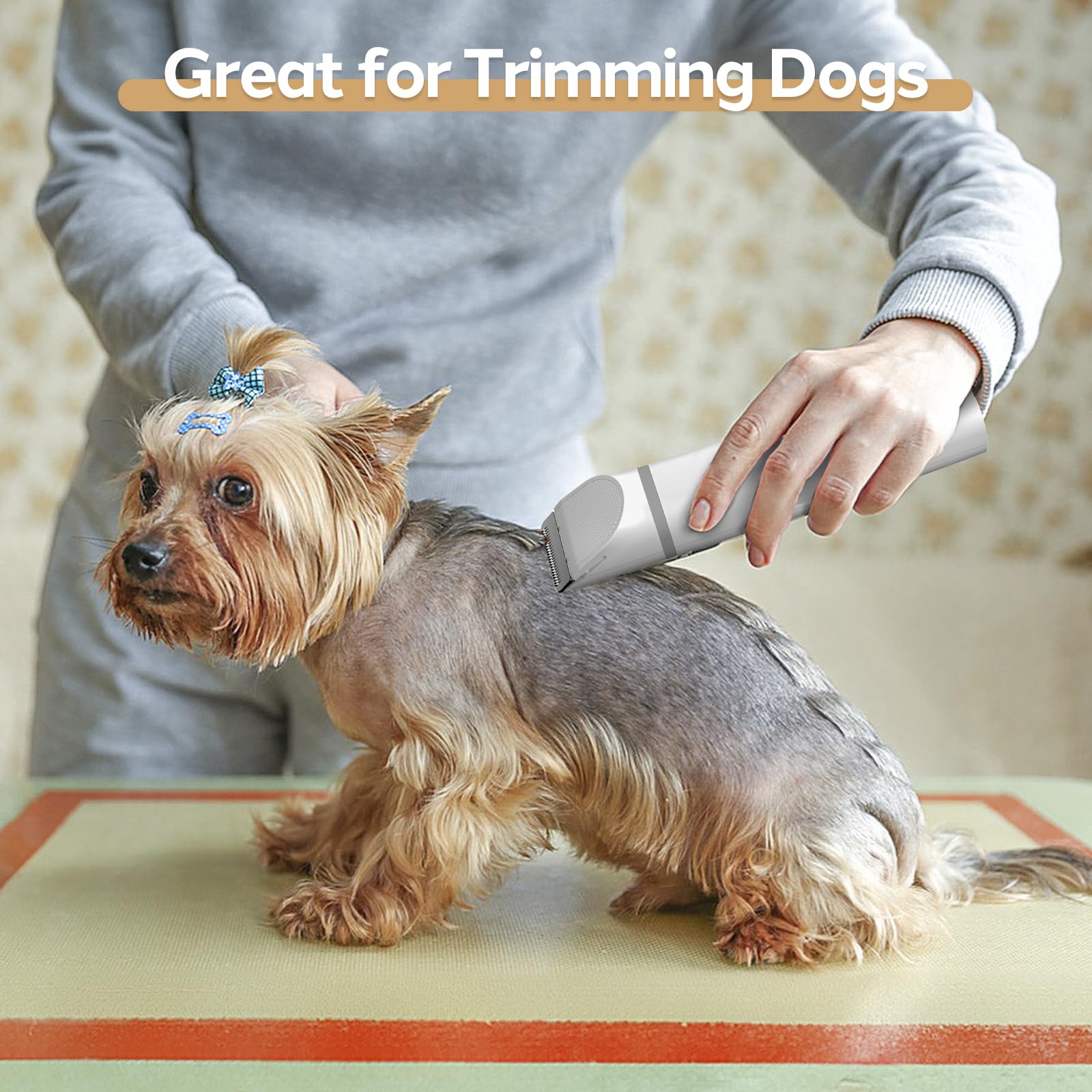 Professional 4-in-1 Cordless Dog Grooming Kit with Low Noise USB Clippers & Nail Grinder - Electric Pet Hair Trimmer for Dogs & Cats - Perfect for Paws, Eyes, Ears, Face & Matted Hair Care at Home