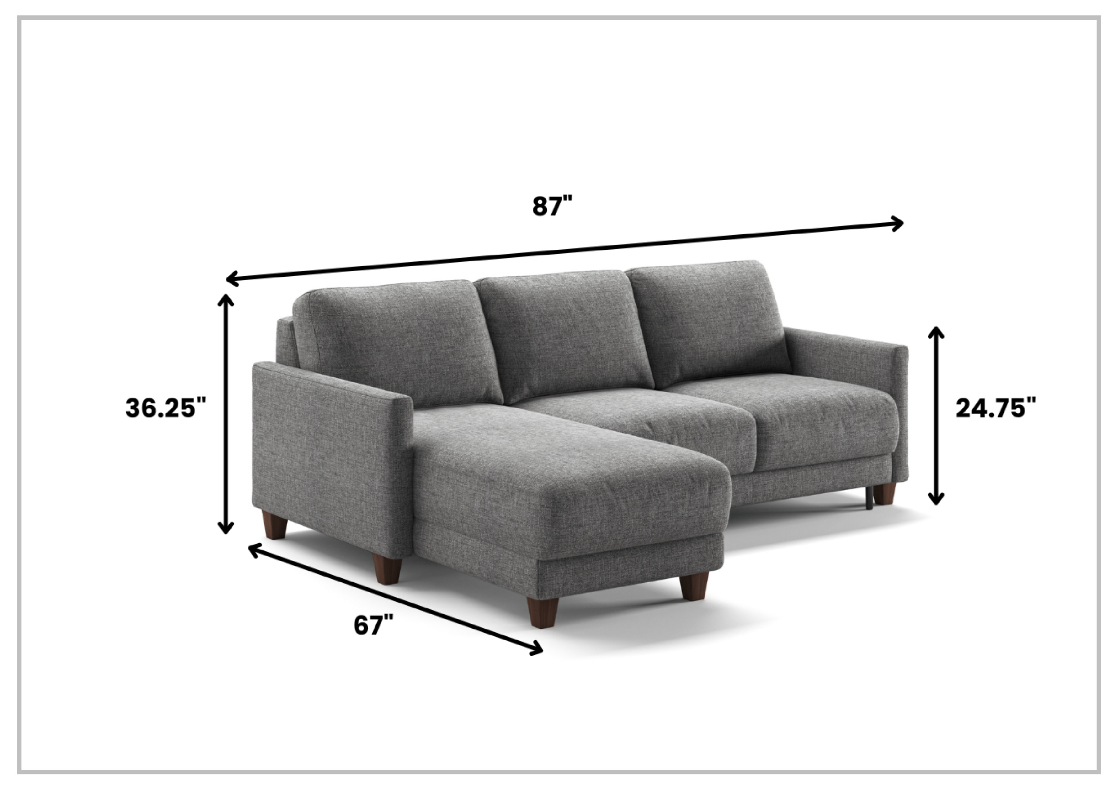 Luonto Martta Fabric Full XL Sectional Sleeper Sofa with Reversible Chaise - Modern Convertible Couch Bed for Living Room, Guest Room & Small Spaces
