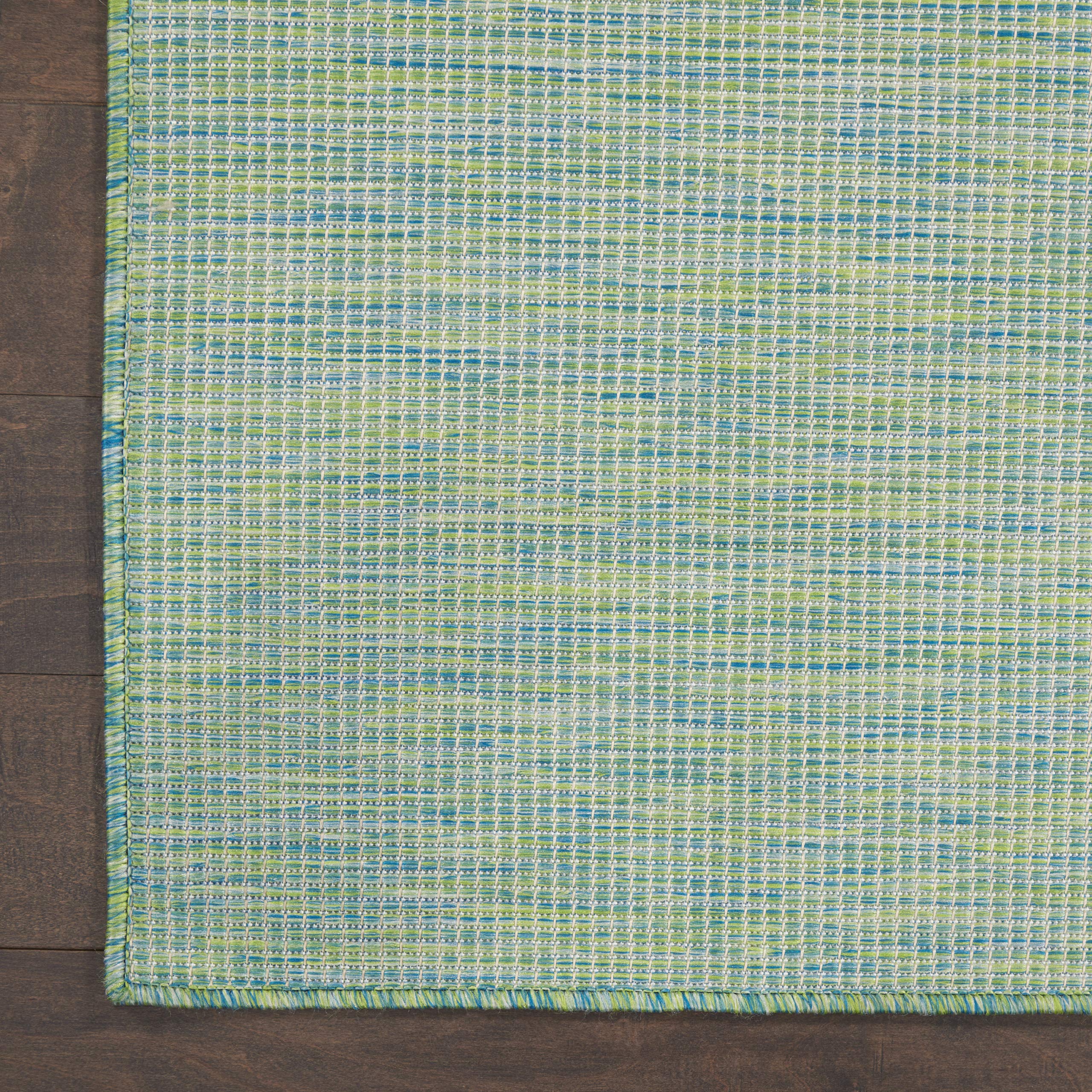 Nourison Positano 8' x 10' Indoor/Outdoor Area Rug - Blue & Green Striped Design, Easy to Clean, Non-Shedding, Stain Resistant | Perfect for Living Room, Bedroom, Dining Room, Patio, Deck & Backyard (8x10)