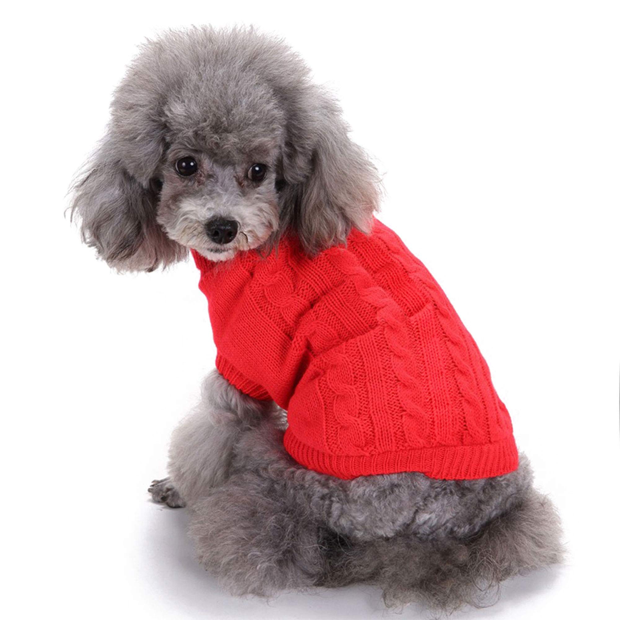 Classic Cable Knit Dog Sweater - Warm Turtleneck Pet Jumper for Winter | Cozy Outfit for Dogs & Cats in Cold Weather | Perfect for Outdoor Walks & Indoor Comfort