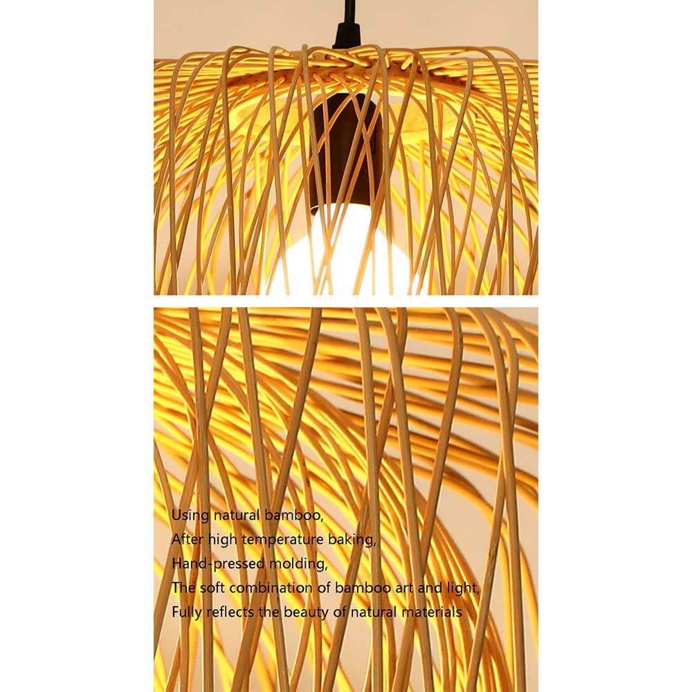 Geometric Bamboo Woven Pendant Light Fixture - Industrial Style Hanging Lamp for Kitchen, Dining Room, Living Room, Bedroom | Modern Hollow Lampshade for Restaurant, Hotel, Loft & Home Decor | Perfect for Farmhouse, Cafe and Dining Table Lighting