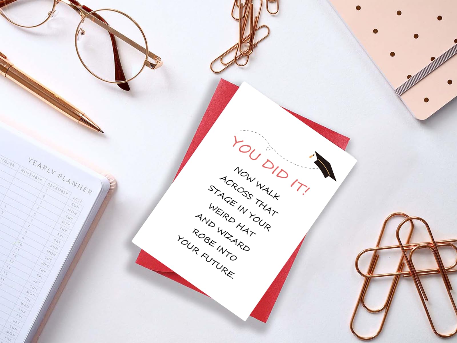 Funny Graduation Card for Him & Her - Hilarious Weird Hat & Robe Design - 'You Did It' Congratulations Card - Perfect for College, High School Graduates & Graduation Parties