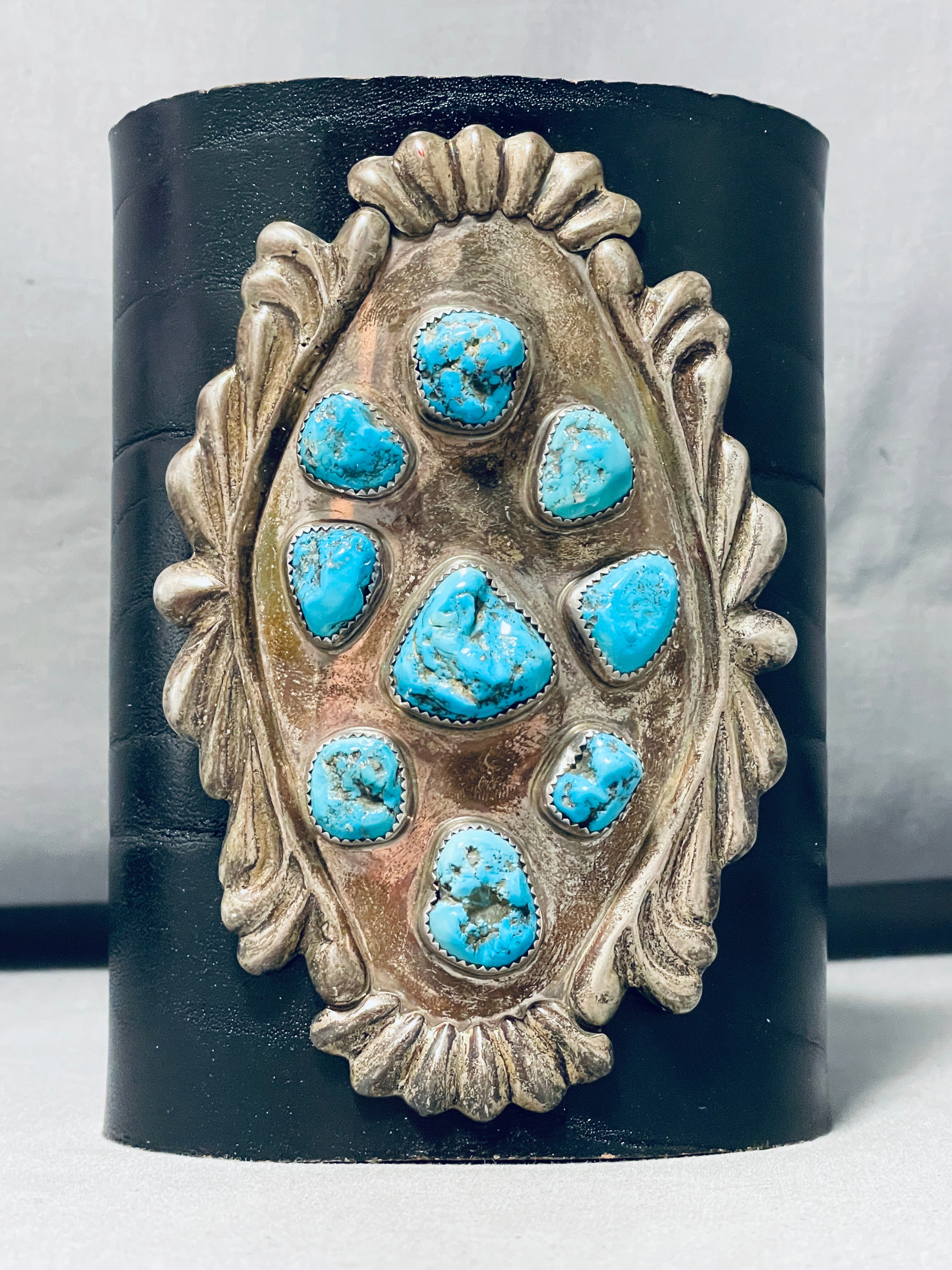 200 Grams Vintage Zuni Blue Gem Turquoise Sterling Silver Bow Guard - Authentic Native American Jewelry for Women & Men - Perfect for Weddings, Gifts & Boho Fashion