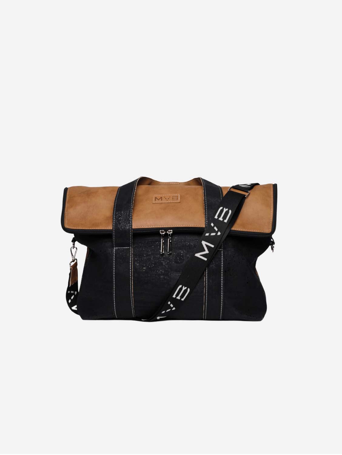Vegan Cork Messenger Bag for Women & Men - Versatile & Stylish The Versa Flop in Black & Camel - Perfect for Work, Travel & Everyday Use