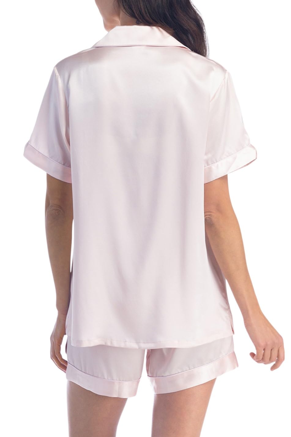 Fishers Finery Women's 100% Mulberry Silk Short Pajama Set - Soft & Breathable Short Sleeve Sleepwear for Summer Nights & Lounge Wear