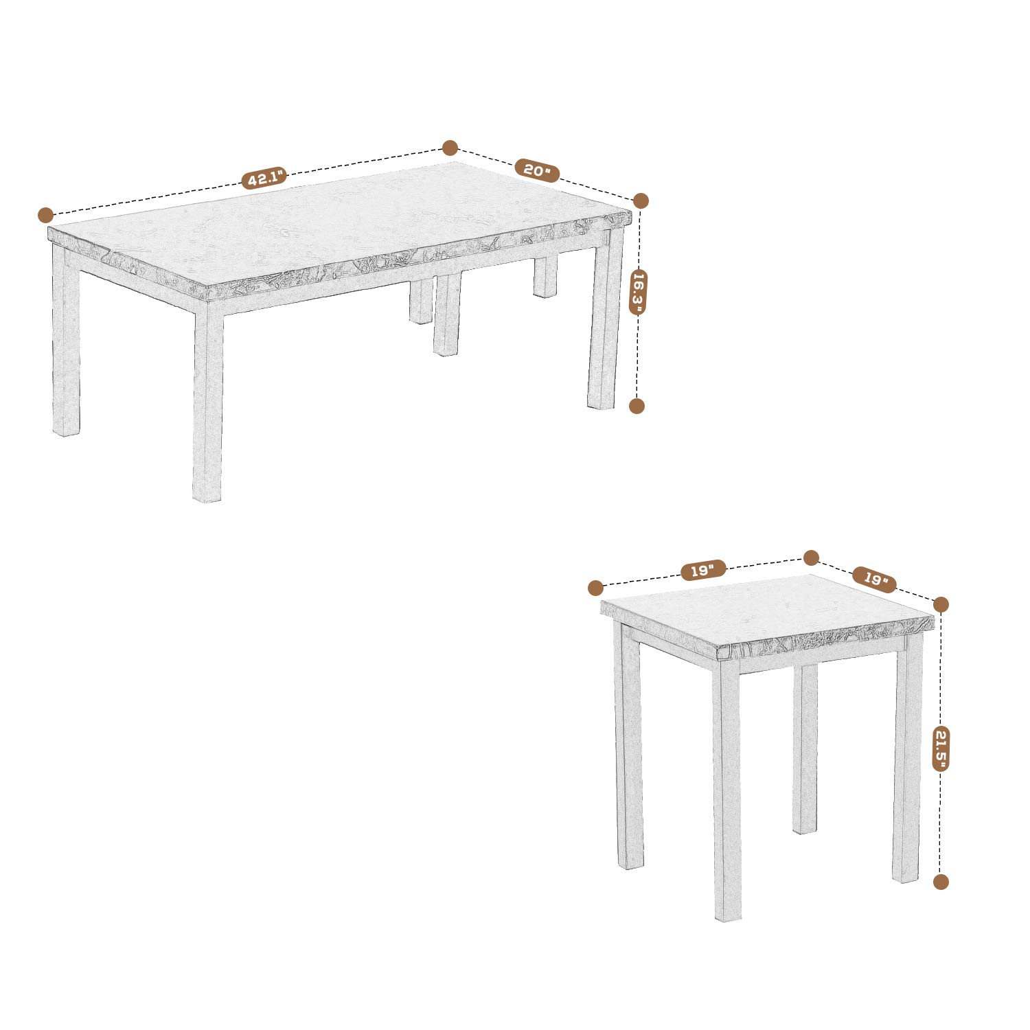 Stylish AWQM Faux Marble Coffee Table Set of 3 - White Metal Frame Accent & End Tables for Living Room Decor | Perfect for Small Spaces, Apartments & Modern Home Furnishing