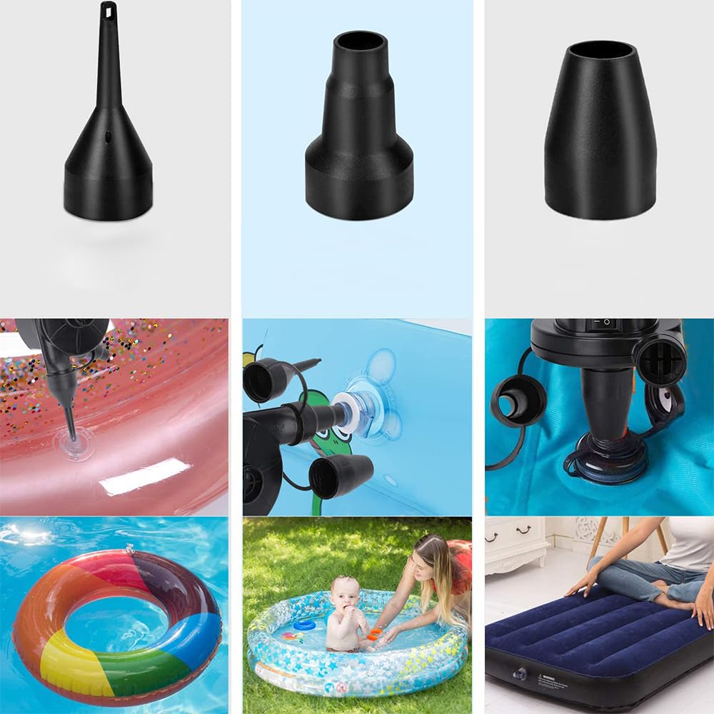 **Aida & Hani Electric Air Pump for Inflatables - Fast Inflating & Deflating Air Mattress Pump with 3 Nozzles - Portable Pool Float Pump (Black) - Perfect for Camping, Travel, and Home Use**