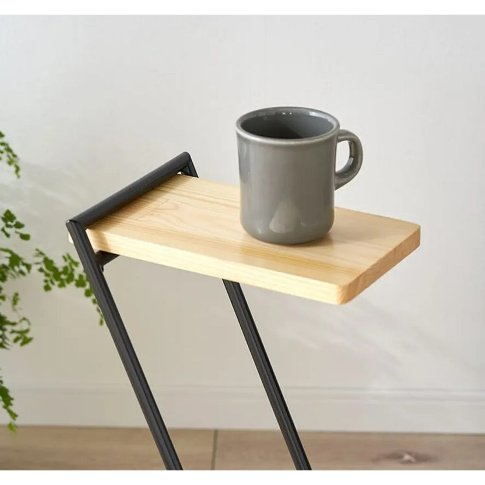 Dark Brown Iron Leg Side Table - Sturdy & Stylish End Table for Living Room, Bedroom, or Office Decor