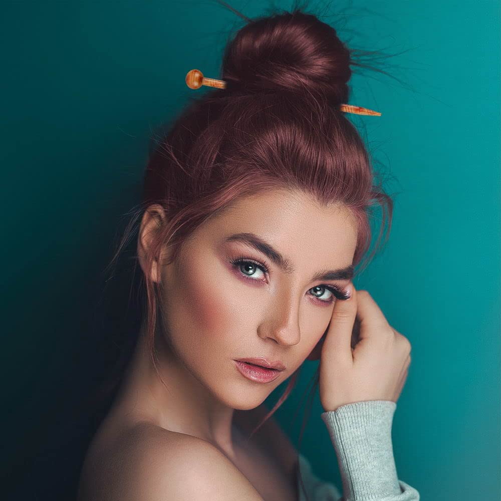 6 Pack Boho Vintage Wooden Hair Sticks - 5.1