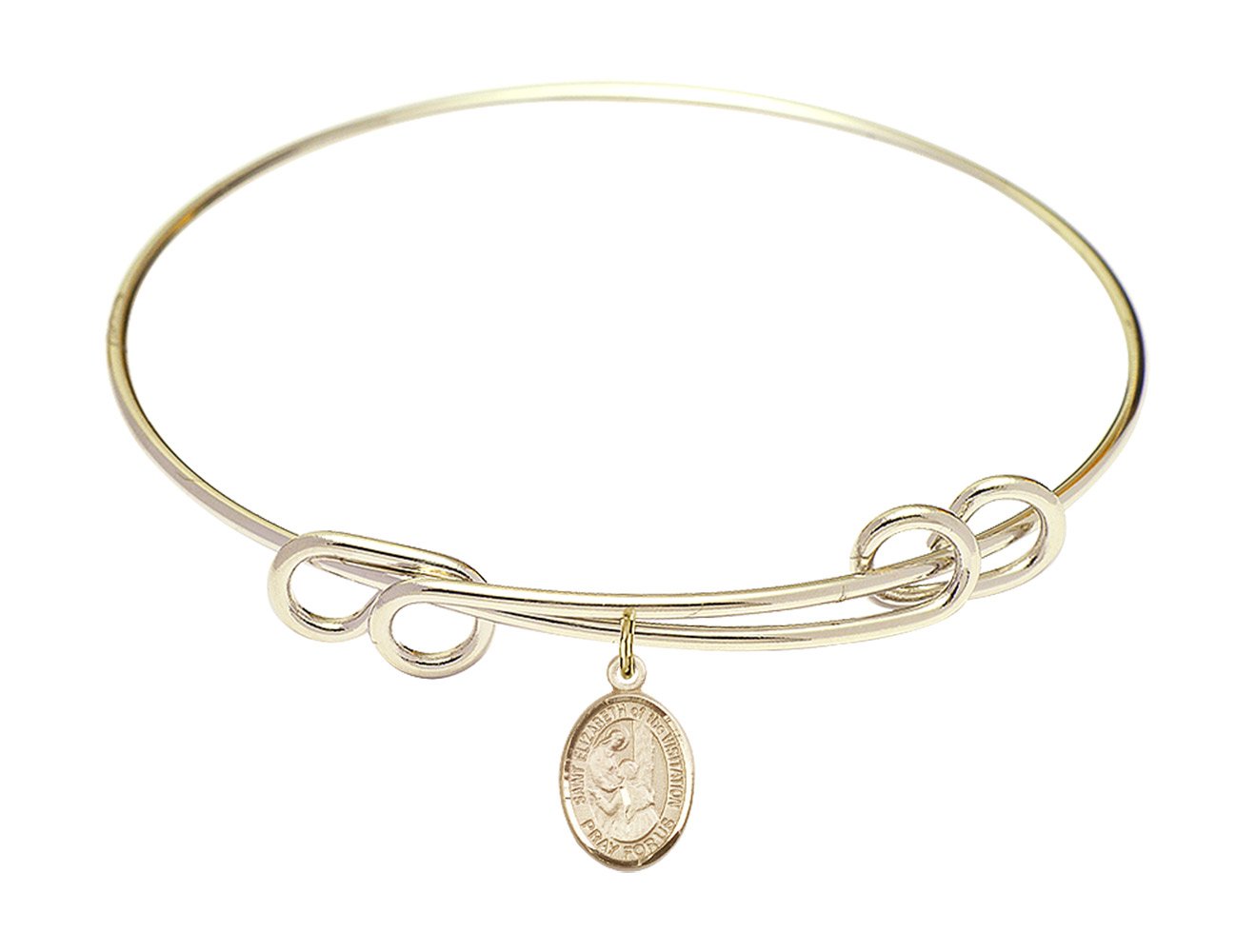 Gold-Filled St. Elizabeth of The Visitation Double Loop Bangle Bracelet - Elegant Religious Jewelry for Women, Perfect for Church, Weddings & Daily Wear