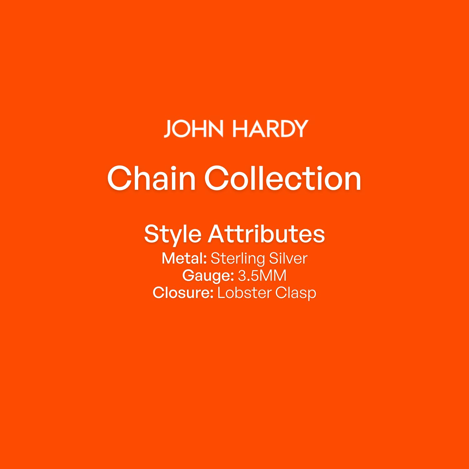 John Hardy Icon Classic Chain Collection Women's 3.5MM 925 Sterling Silver Hand-Woven Luxury Necklace with Pusher Clasp - Elegant Jewelry Gift for Her, Perfect for Weddings, Anniversaries and Special Occasions