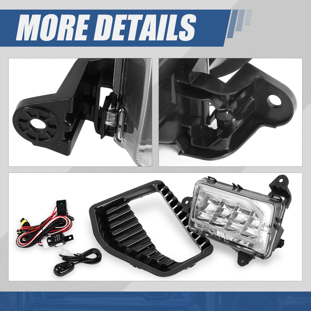 Auto Dynasty Full LED Front Bumper Driving Fog Light Lamps with Switch & Bezels - Compatible with GMC Sierra 1500 2019-2022 (Driver & Passenger Side, Clear Lens) - Upgrade Your Truck's Night Visibility for Off-Road & Highway Driving
