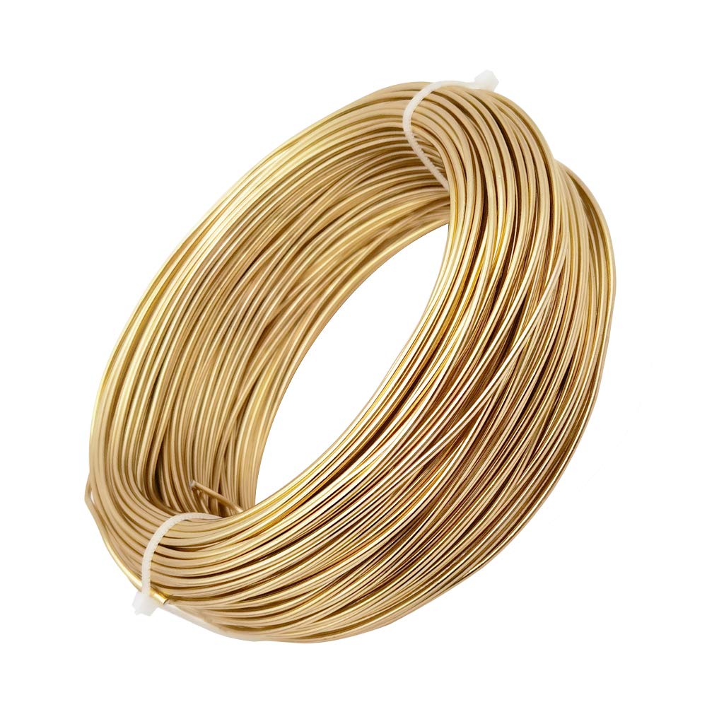 INSPIRELLE 15 Gauge 164 Feet KC Gold Aluminum Craft Wire - Bendable Jewelry Making Wire for DIY Bracelets, Necklaces & Craft Projects