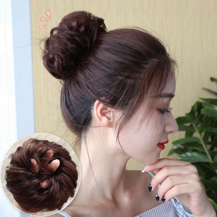 MoonEyes Women's Synthetic Hair Fiber Bun Hair Extension - Natural Looking Brown Hairpiece for Women & Girls | Perfect for Updos, Ponytails & Special Occasions