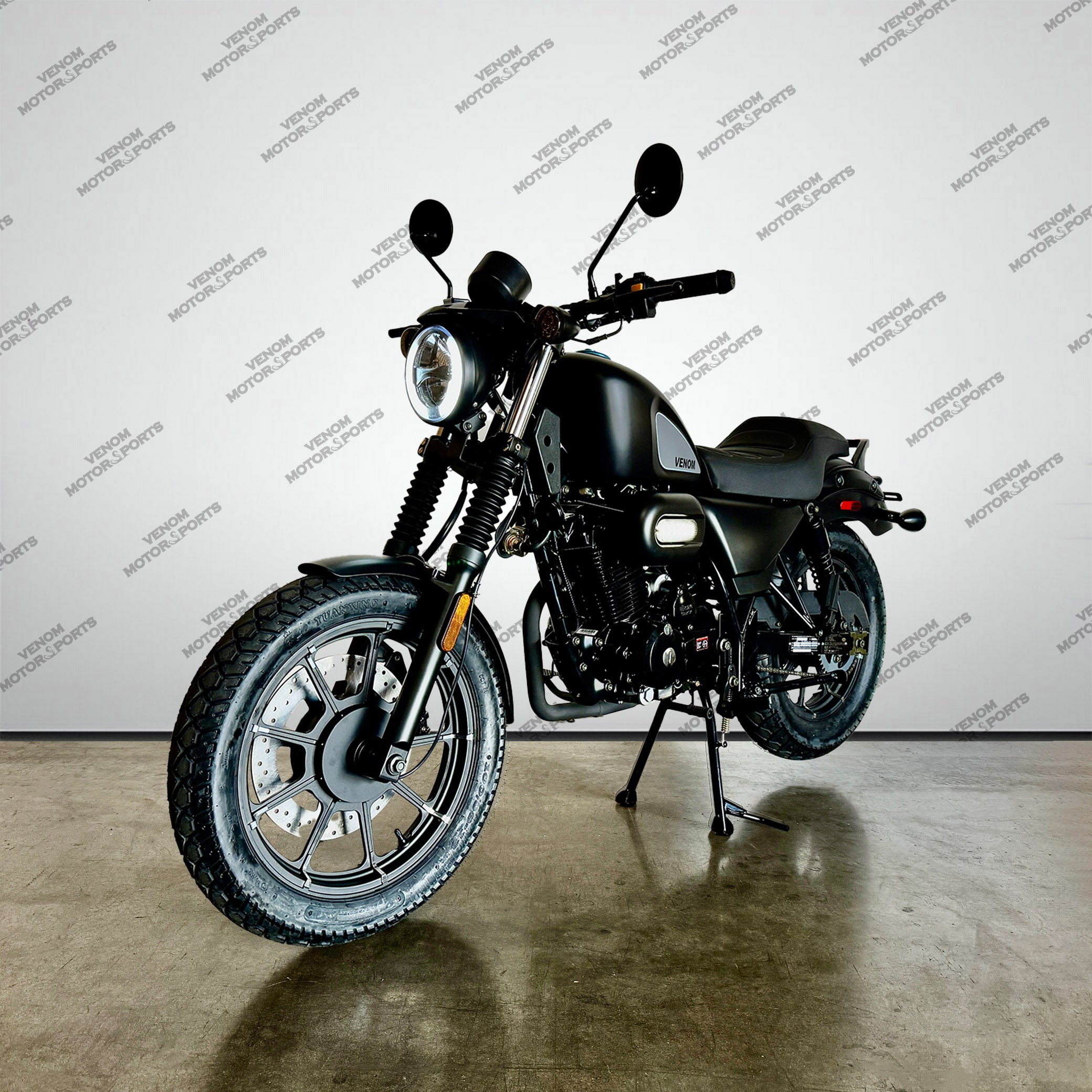Venom Ghost 250cc Chopper Motorcycle - 5 Speed Manual Transmission - Matte Black Finish - Cruiser Bike for Urban Commuting & Weekend Rides