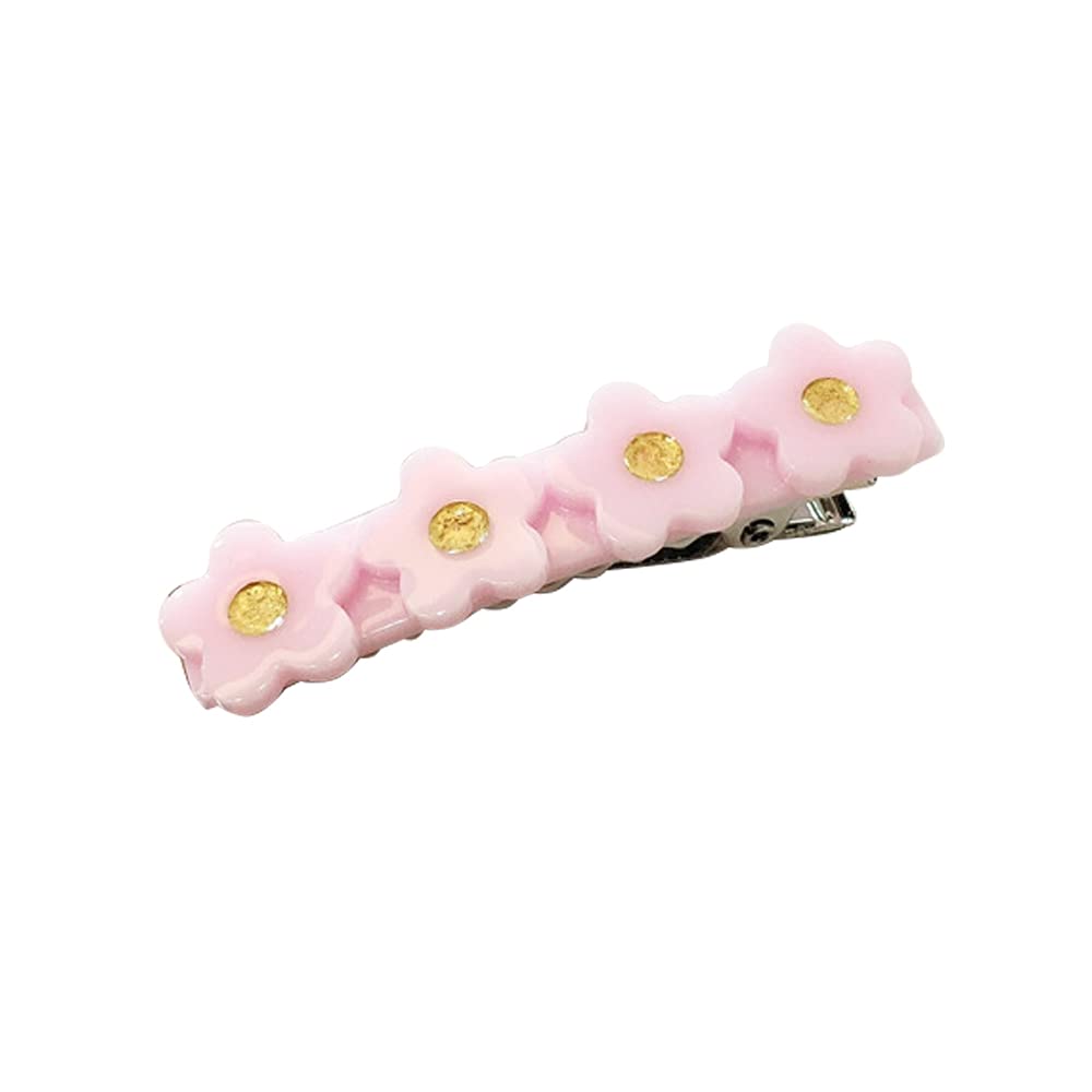 6pcs Cute Acrylic Flower Hair Clips for Girls & Women - Pink Rose Hair Barrettes with Blue Accents | Hair Accessories for Parties, Weddings & Daily Wear