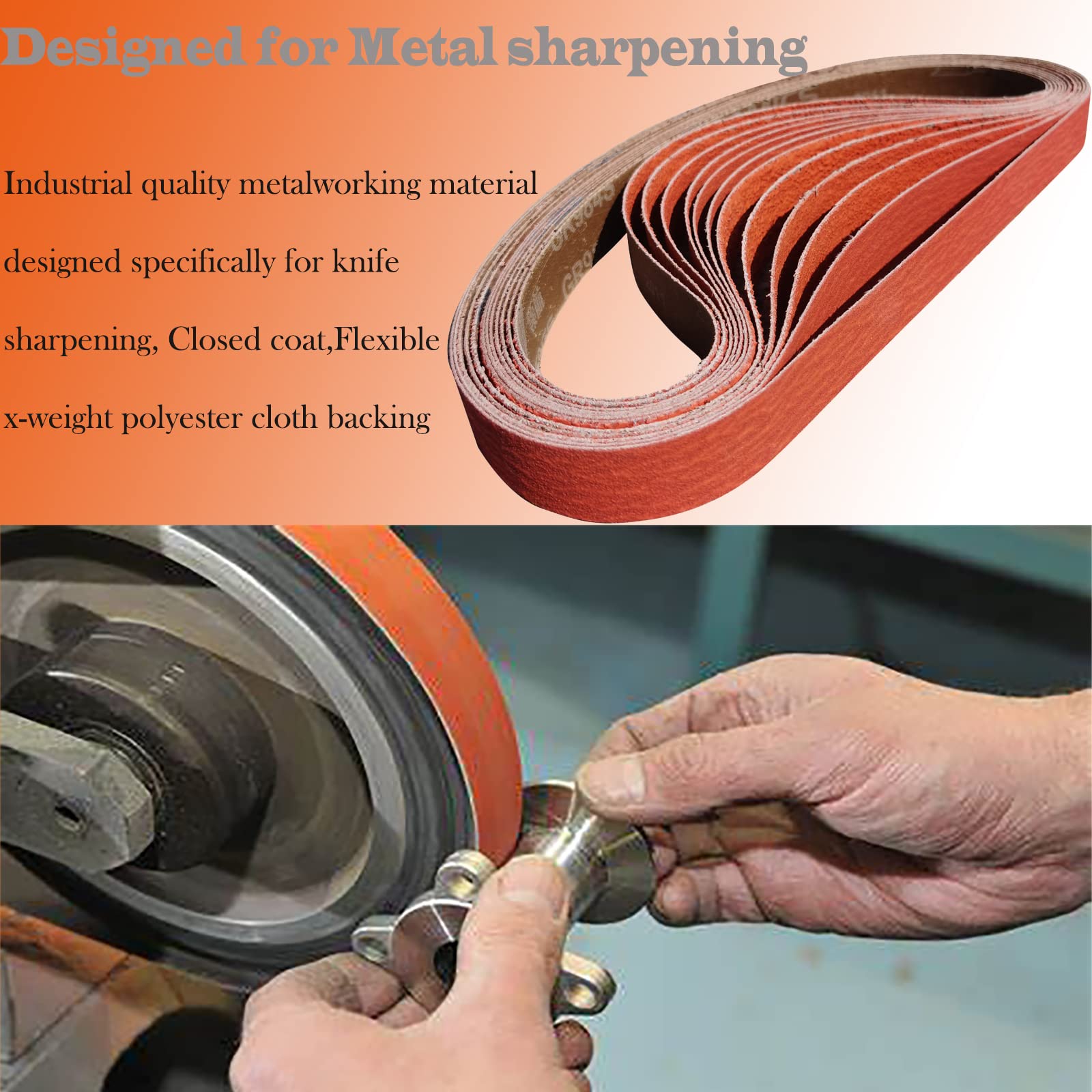 6 Pack 2x72 Inch Metal Grinding Ceramic Sanding Belts Kit - Includes 36/40/60/80/100/120 Grits for Knife Sharpening & Woodworking - Premium Sharpening Sander Belts for Bench Grinders & Belt Sanders (2x72 Inch)