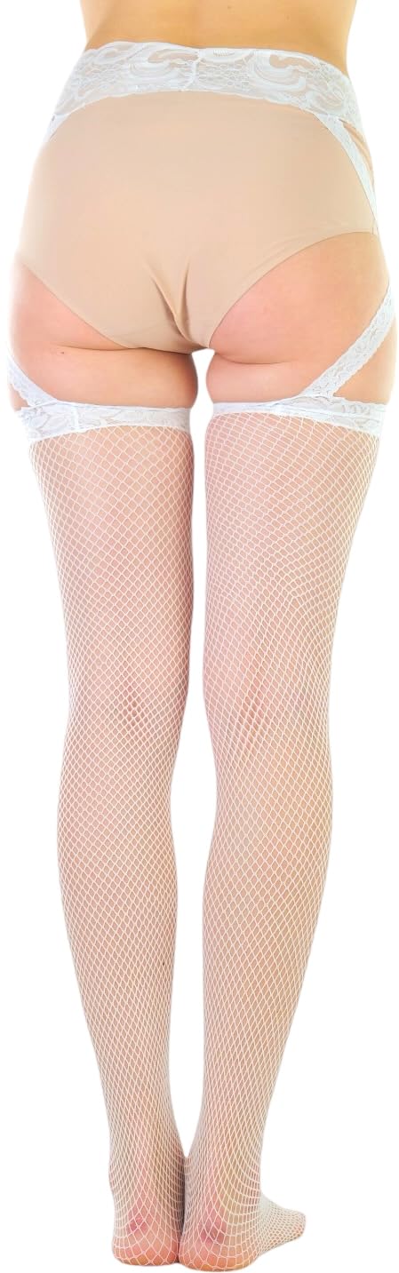 ToBeInStyle Women’s Sexy Lace Garter Belt with Fishnet Stockings - Criss Cross Design for Seductive Lingerie & Boudoir Photography