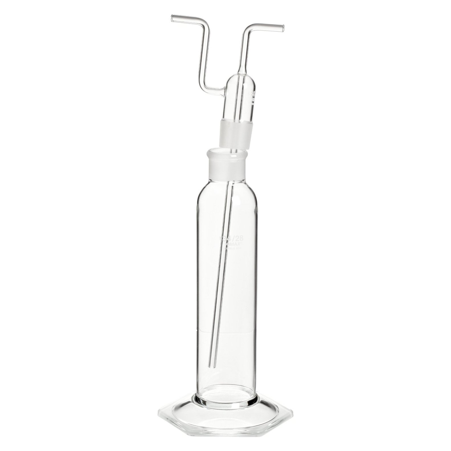 Pyrex 250mL Gas Washing Bottle with Plain Tip Tube - Laboratory Grade Borosilicate Glass for Chemistry Experiments & Scientific Research