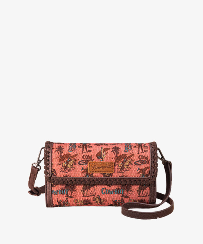 Wrangler Cowboy Print Mini Crossbody Bag for Women - Western Style Leather Purse - Perfect for Concerts, Rodeos & Everyday Use