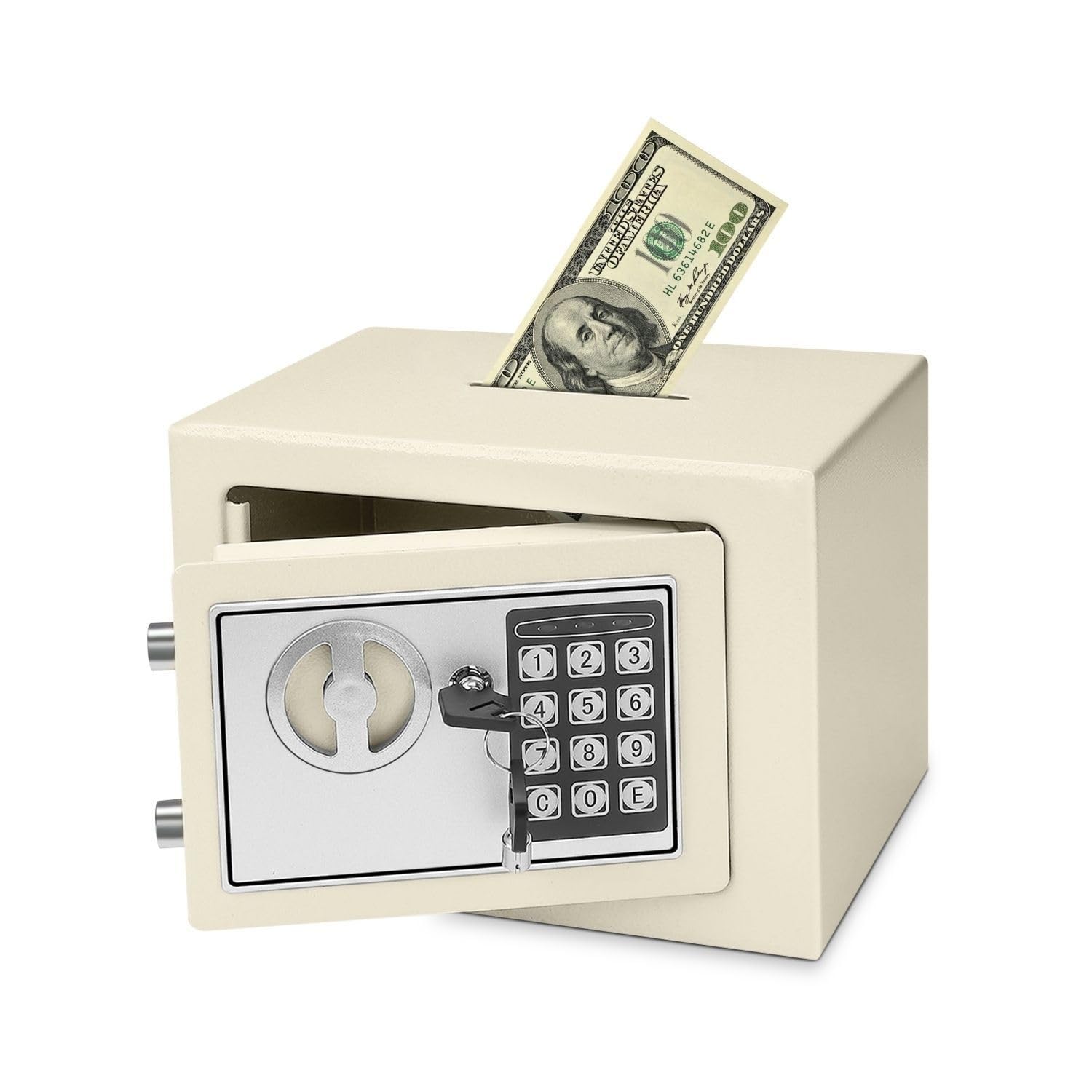 Flexzion Small Electronic Safe Box with Digital Keypad Lock - Secure Money Drop Safe for Home, Office & Cabinet Use - 12