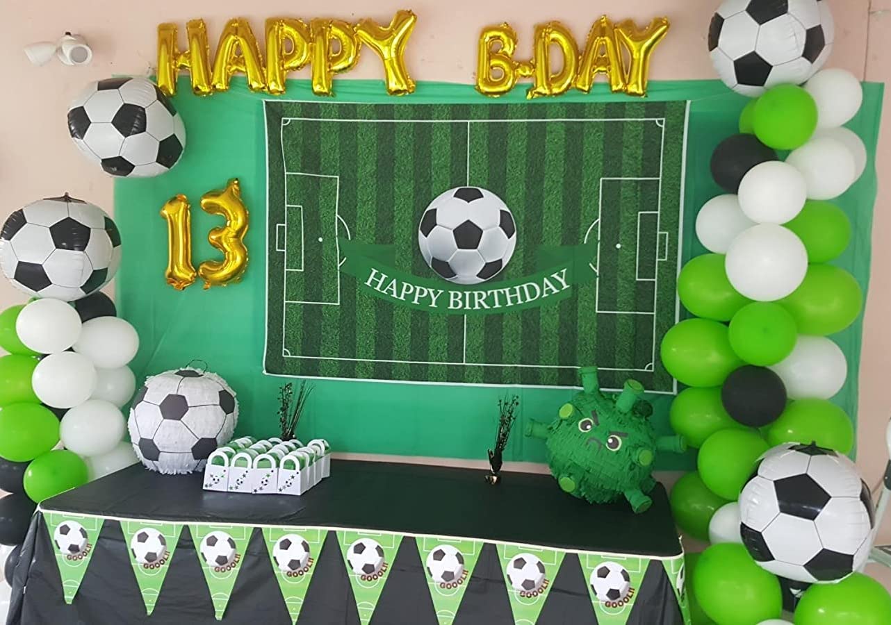 CSFOTO 8x6ft Soccer Backdrop - Premium Polyester Football Party Decor for Boys Birthday, Sports Theme Events & Soccer Field Background - Perfect for Birthday Parties, Team Celebrations & Sports Decorations