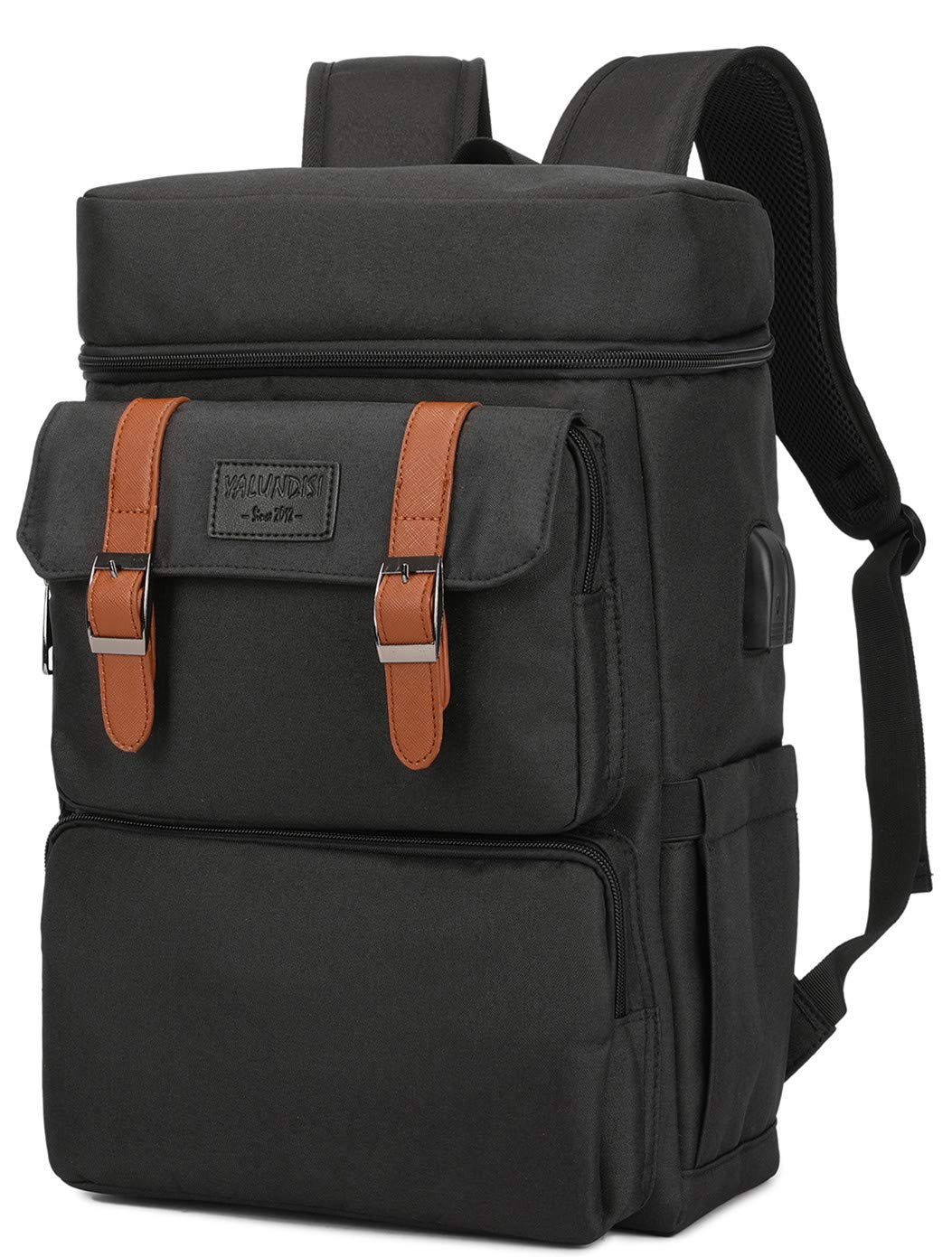 Vintage Laptop Backpack for Men & Women - 15.6 Inch College Bookbag with USB Charging Port | Durable School Backpack for Work, Travel & Everyday Use