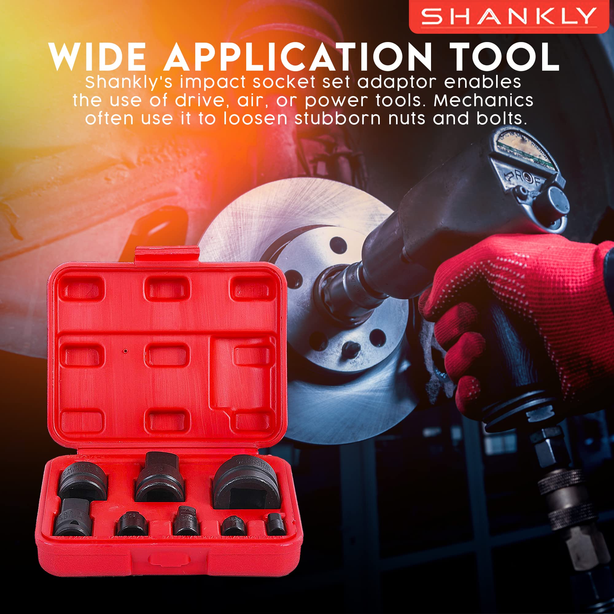 8-Piece Impact Socket and Adapter Set - 1/2
