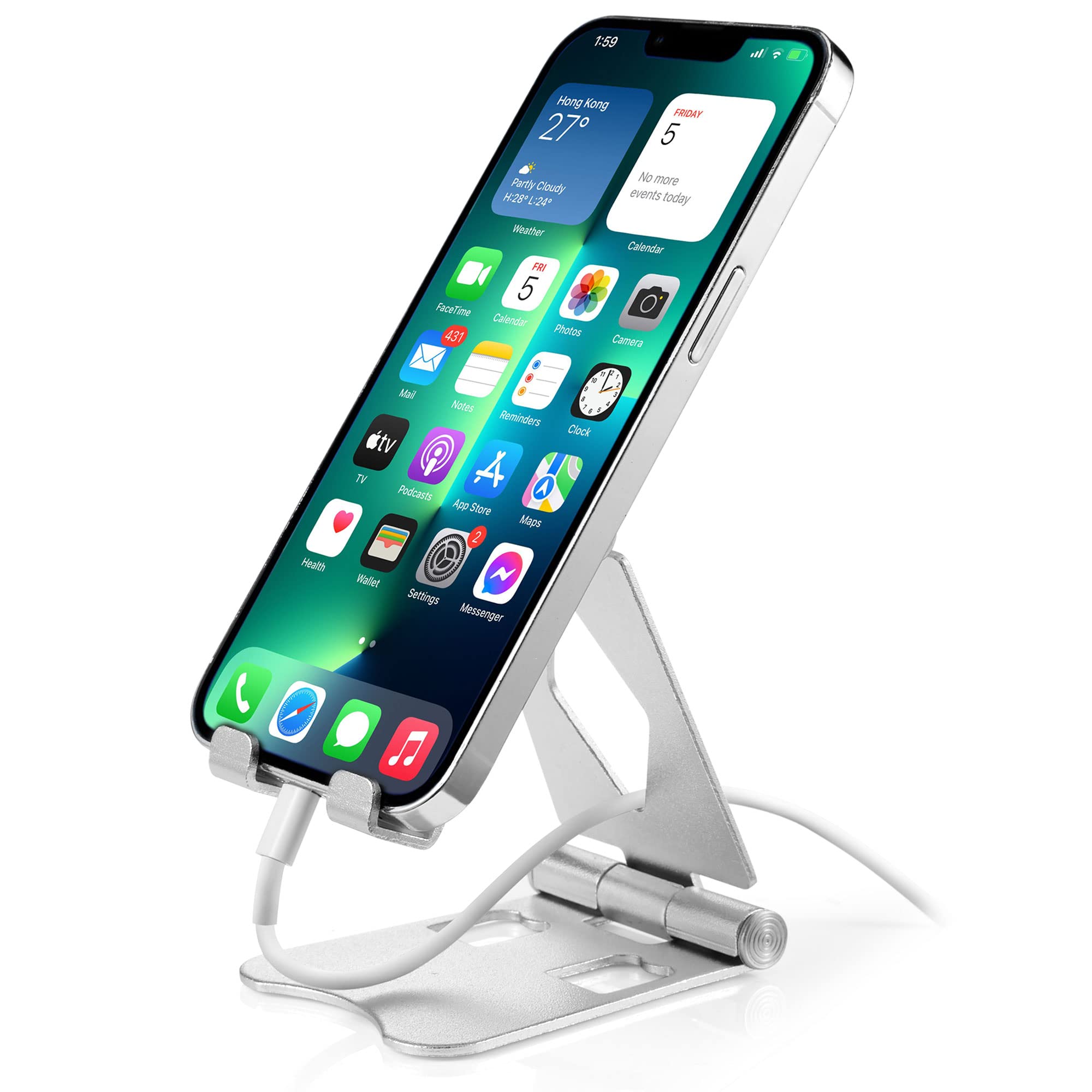 Adjustable Aluminum Phone Stand for Desk - Universal Smartphone Holder Compatible with iPhone 14/13/12/11 Pro Max, Samsung Galaxy, Huawei & More - Perfect for Home Office, Video Calls & Hands-Free Viewing