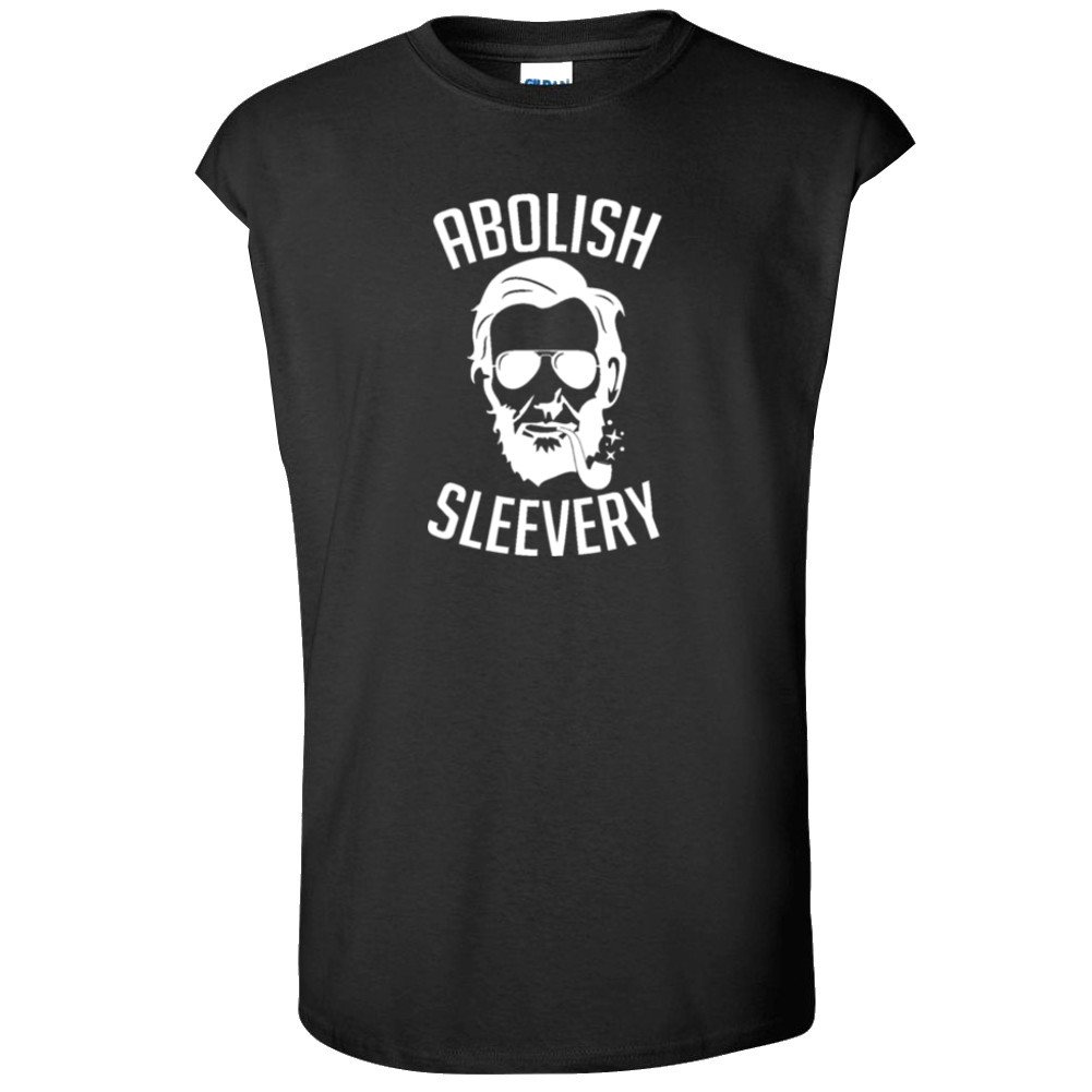 Abolish Slavery Abraham Lincoln Men's Sleeveless Cotton Graphic Muscle T-Shirt - Slim Fit Casual Summer Tee for Gym, Beach & Streetwear