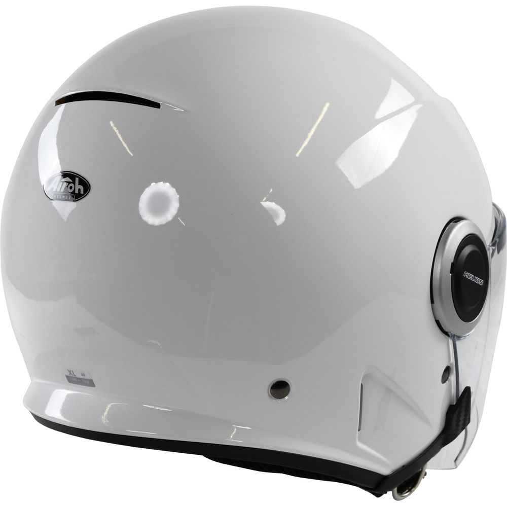 Airoh Helios Jet Motorcycle Helmet Gloss White - Lightweight & DOT Approved for Street Riding & Urban Commuting