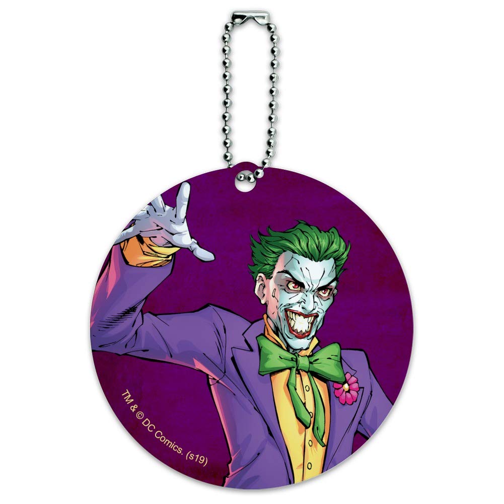 Batman Joker Character Round Luggage ID Tag - Durable Suitcase Carry-On Name Tag for Travel & Business Trips - Perfect for Airlines, Backpacks and Luggage Identification
