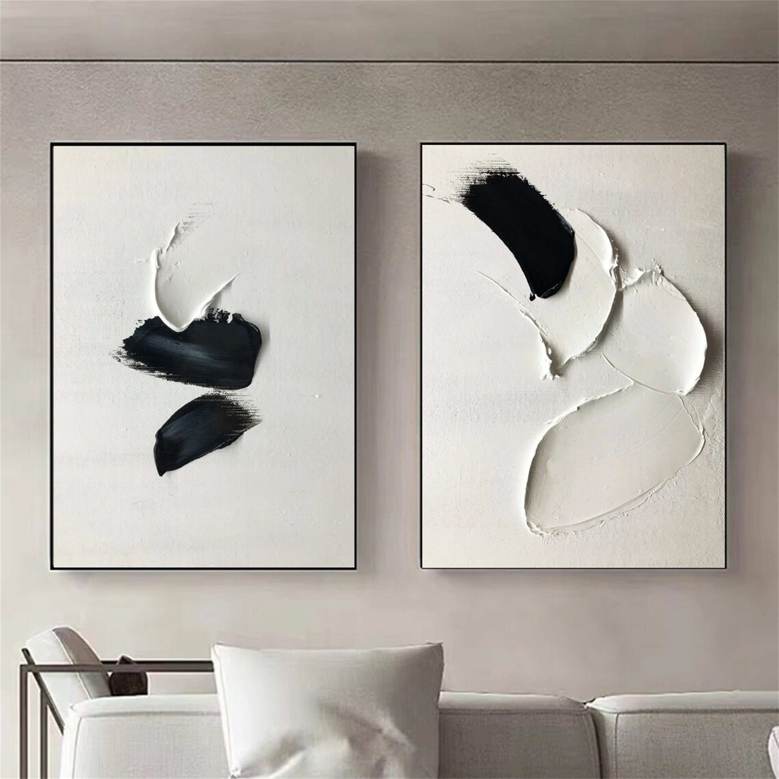 Minimalist Textured Painting Canvas Set of 2 - Modern Abstract Wall Art for Living Room & Bedroom Decor #MM143 | Perfect for Home, Office & Gift Giving