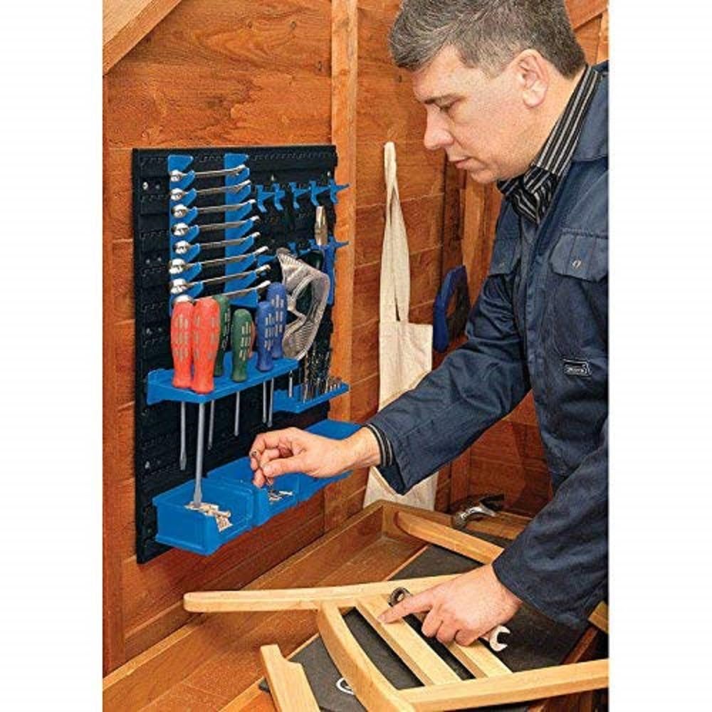 Draper 22295 18-Piece Tool Storage Board - Wall-Mounted Pegboard Organizer for Garage, Workshop & DIY Projects