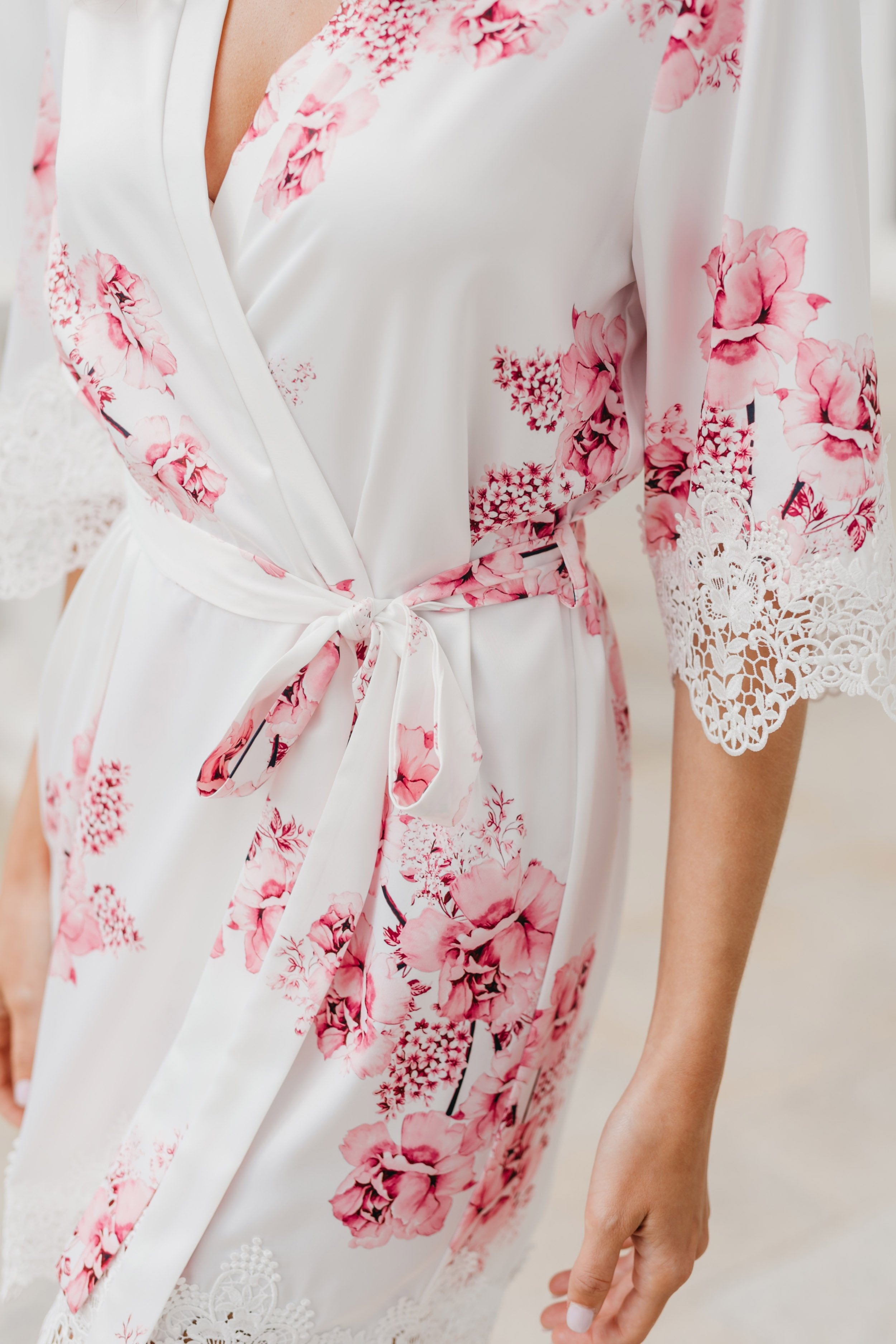 Elegant Ivana Floral Printed Robe - Soft & Comfortable Women's Kimono Bathrobe for Spa, Lounge, and Beach Cover-Up