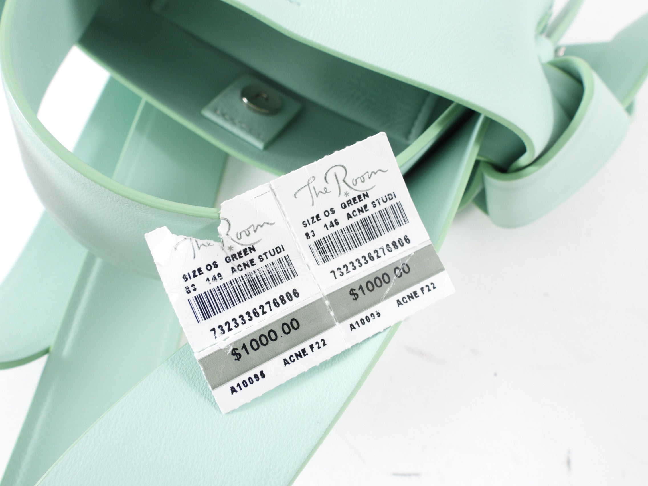 Acne Studios Mint Green Leather Musubi Micro Bag - Stylish Crossbody Purse for Women, Perfect for Parties, Dates & Daily Use