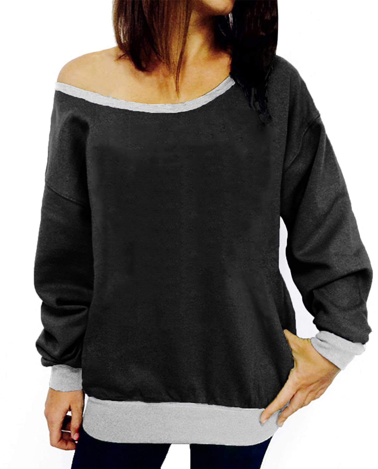 Lymanchi Women's Off Shoulder Sweatshirt - Long Sleeve Slouchy Pullover Top for Casual Wear | Sexy & Comfortable Loungewear for Date Night, Weekend Outfits & Relaxing at Home