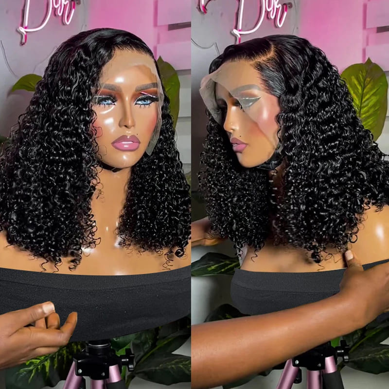Eullair Short Curly Glueless Bob Wig | Lace Front Human Hair Wigs | Straight & Body Wave Lace Frontal Wig for Women | Perfect for Daily Wear, Cosplay & Special Occasions