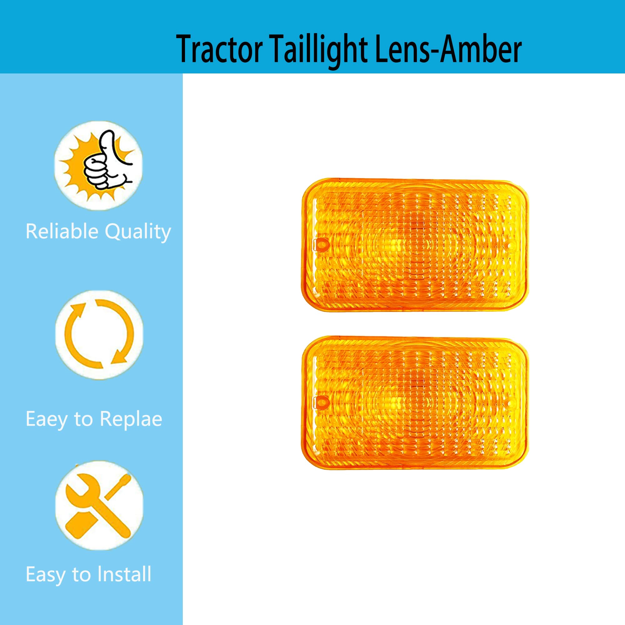 John Deere Tractor Taillight Lens Replacement - Amber LVU18745 Compatible with 1023E 1025R 1026R 2027R 2032R 3120 3203 3320 4105 4520 4600 5415 5425 Models (2-Pack) - Perfect for Farm Equipment Maintenance & Tractor Lighting Upgrades